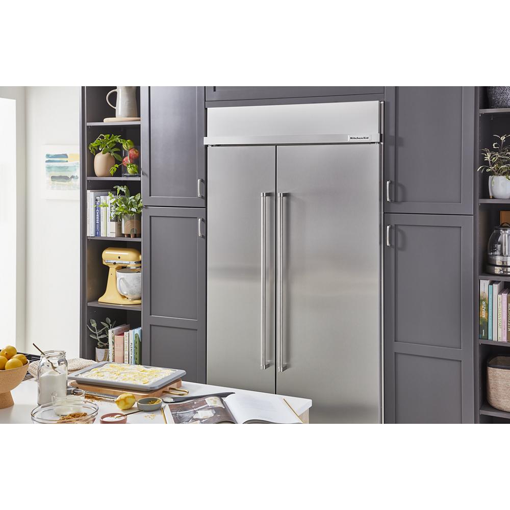 KitchenAid 48 in. W 30 cu. ft. Built-In Side by Side Refrigerator in  Stainless Steel with PrintShield KBSN708MPS - The Home Depot