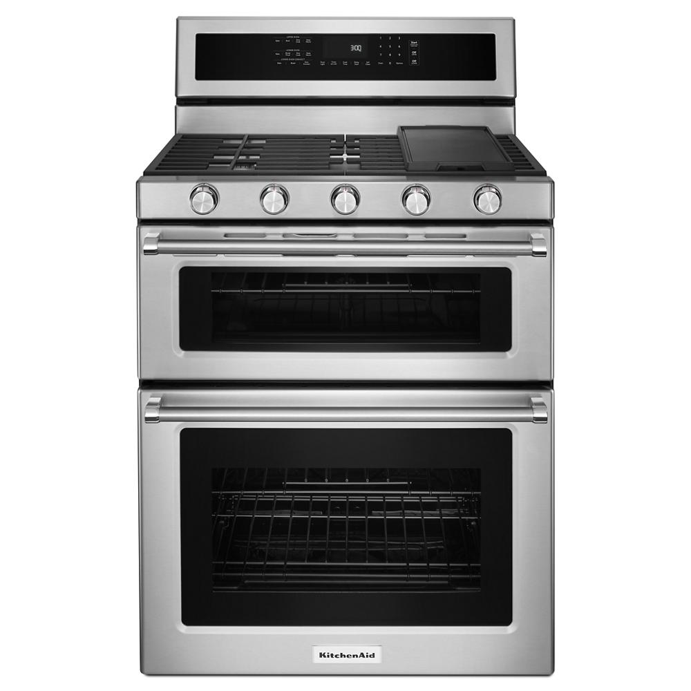 KitchenAid 30-Inch 5 Burner Gas Double Oven Convection Range