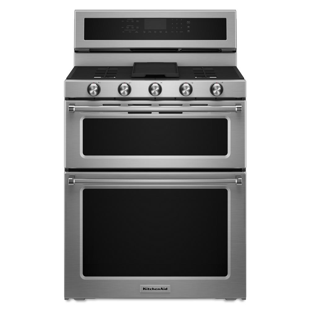 KitchenAid 30-Inch 5 Burner Gas Double Oven Convection Range