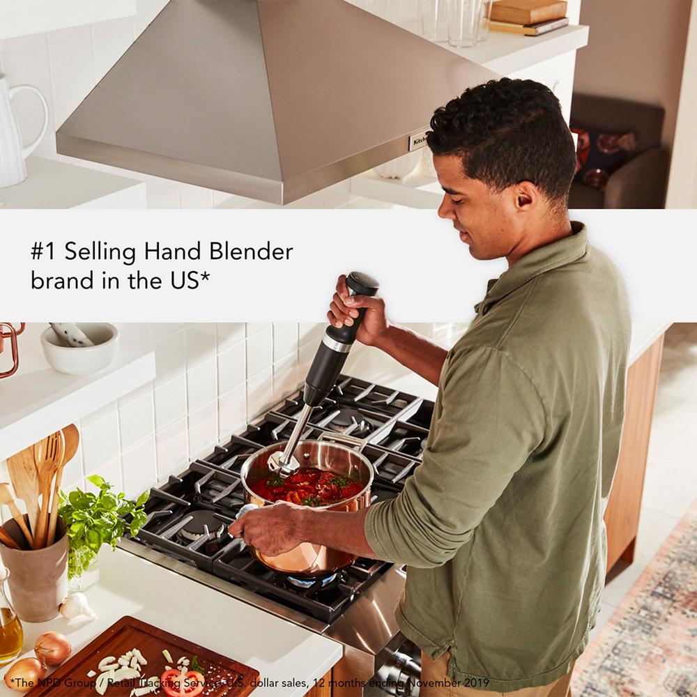 Model: KHBBV83BM | KitchenAid Cordless Variable Speed Hand Blender with Chopper and Whisk Attachment