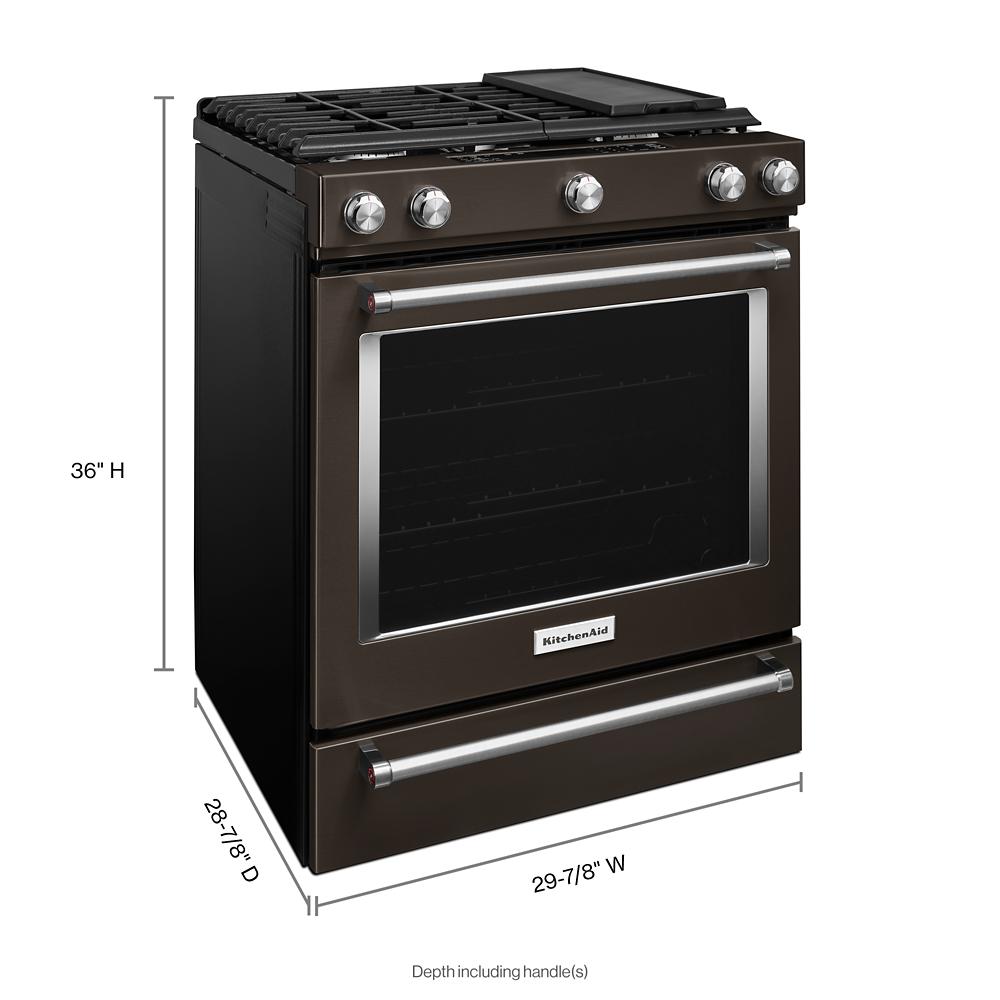 KitchenAid KSGG700EBS 30Inch 5Burner Gas SlideIn Convection