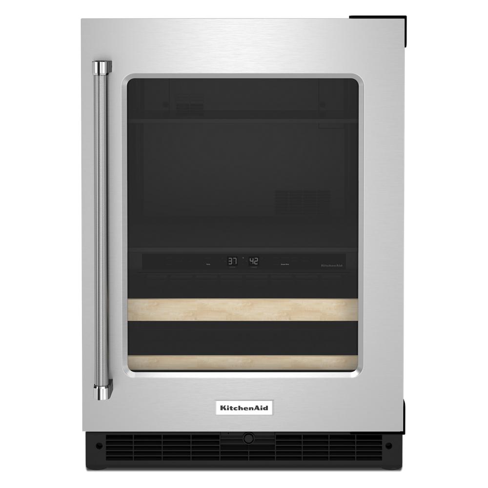 KitchenAid 24" Beverage Center with Glass Door and Wood-Front Racks