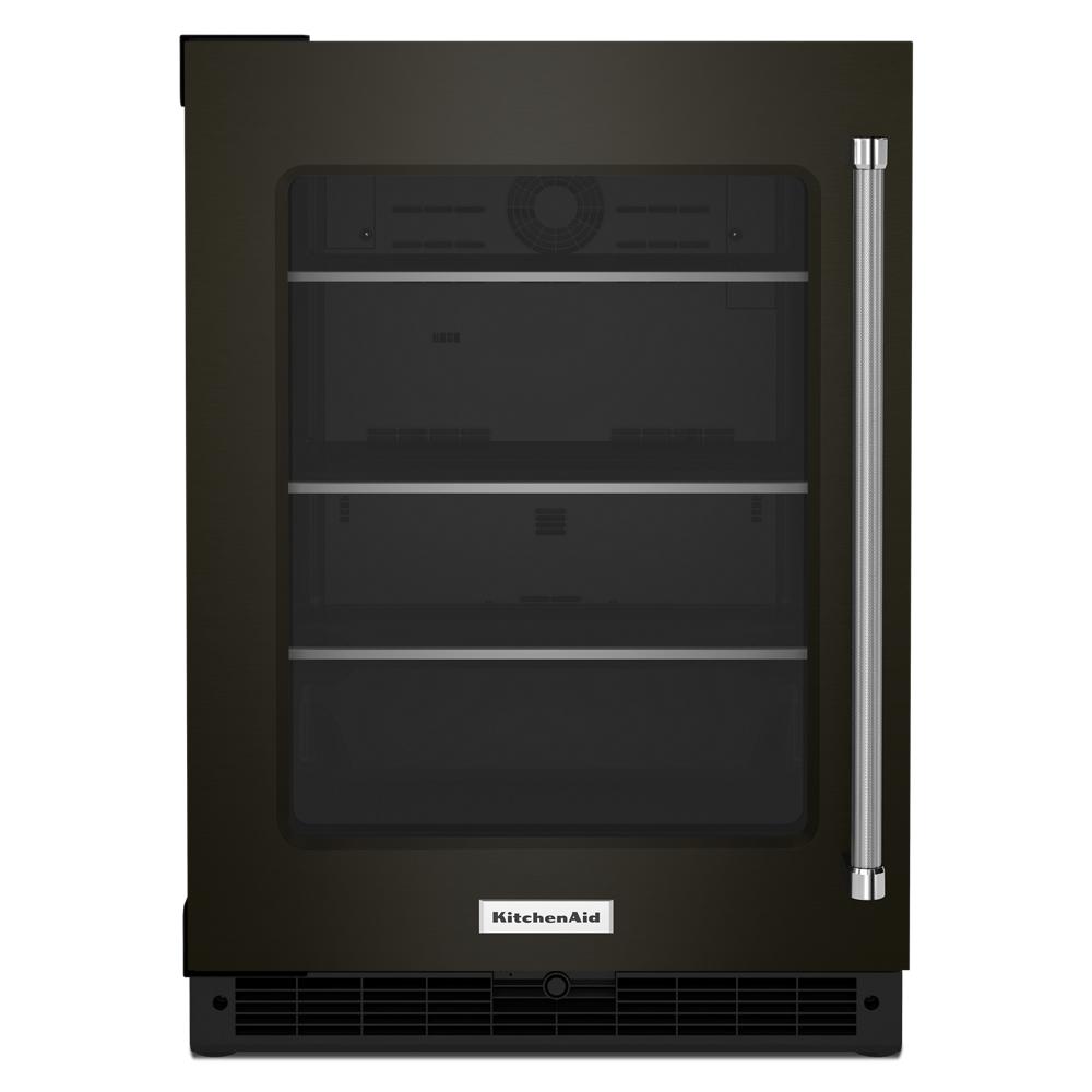 KitchenAid 24" Undercounter Refrigerator with Glass Door and Shelves with Metallic Accentsand with PrintShield™ Finish