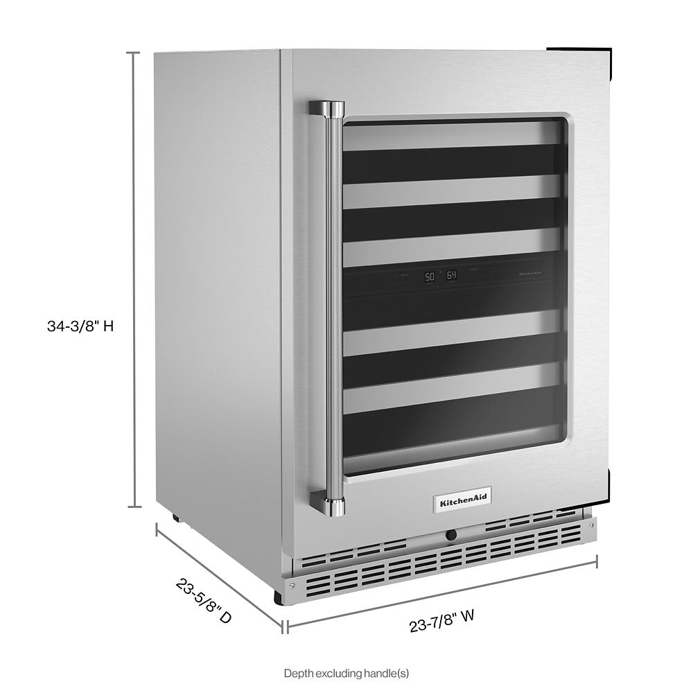 Model: KUWR314KSS | KitchenAid 24" Undercounter Wine Cellar with Glass Door and Metal-Front Racks