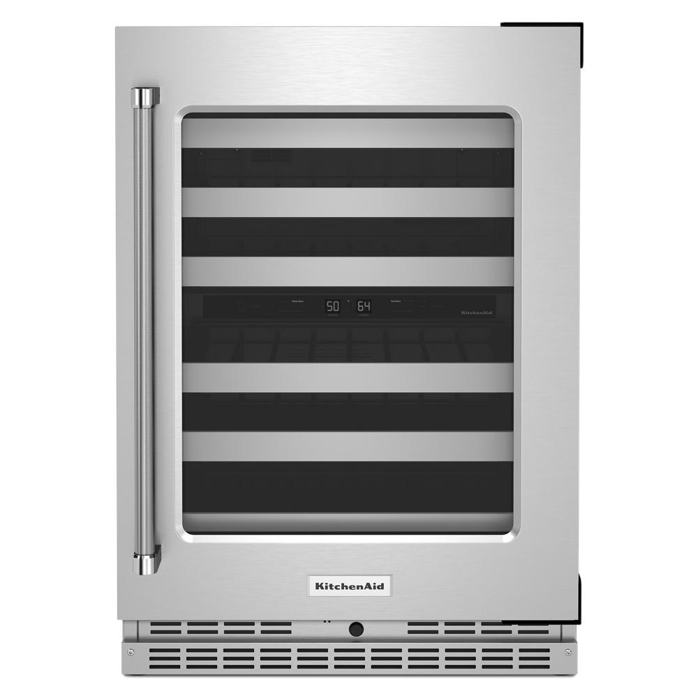 Model: KUWR314KSS | KitchenAid 24" Undercounter Wine Cellar with Glass Door and Metal-Front Racks