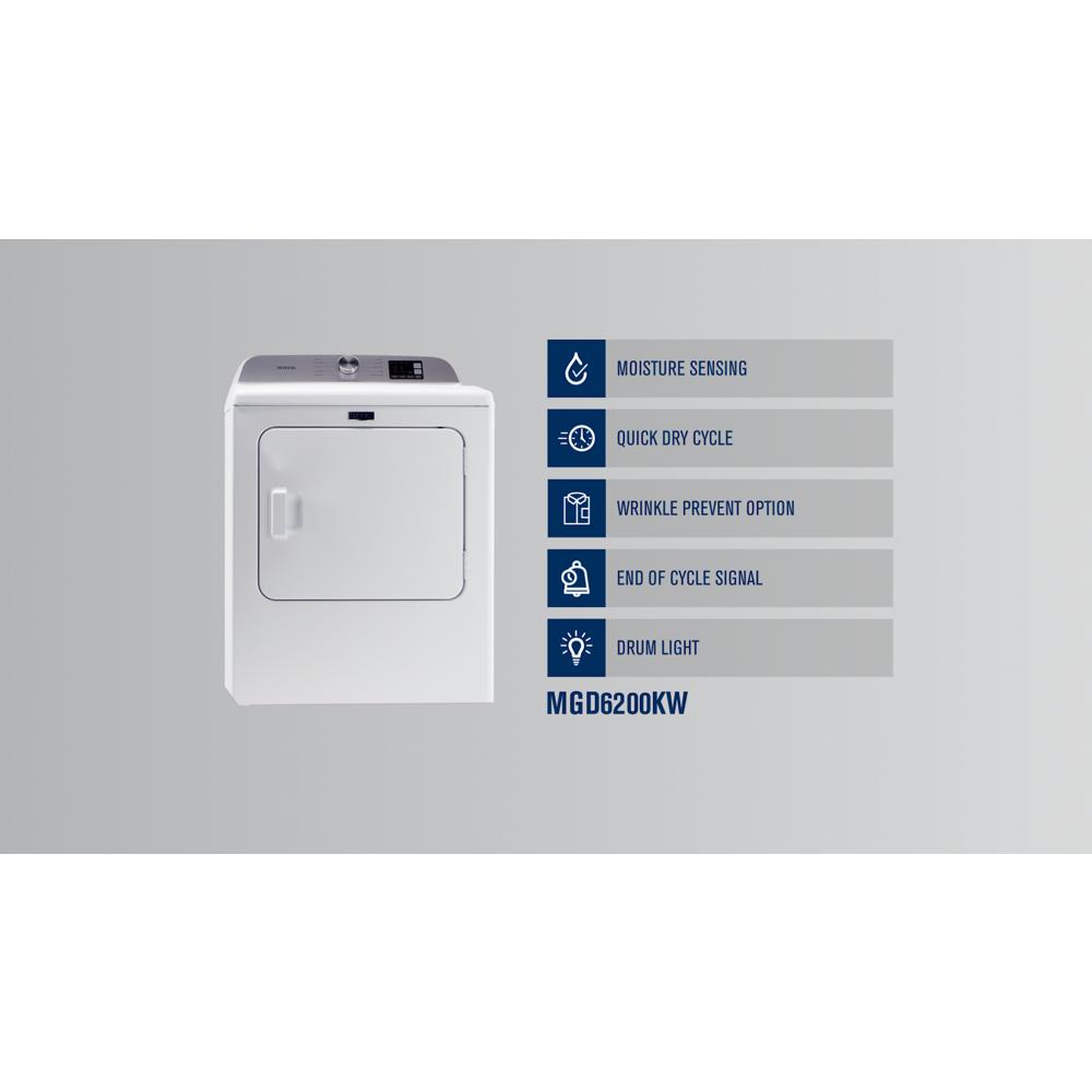 Model: MGD6200KW | Maytag Top Load Gas Dryer with Moisture Sensing - 7.0 cu. ft