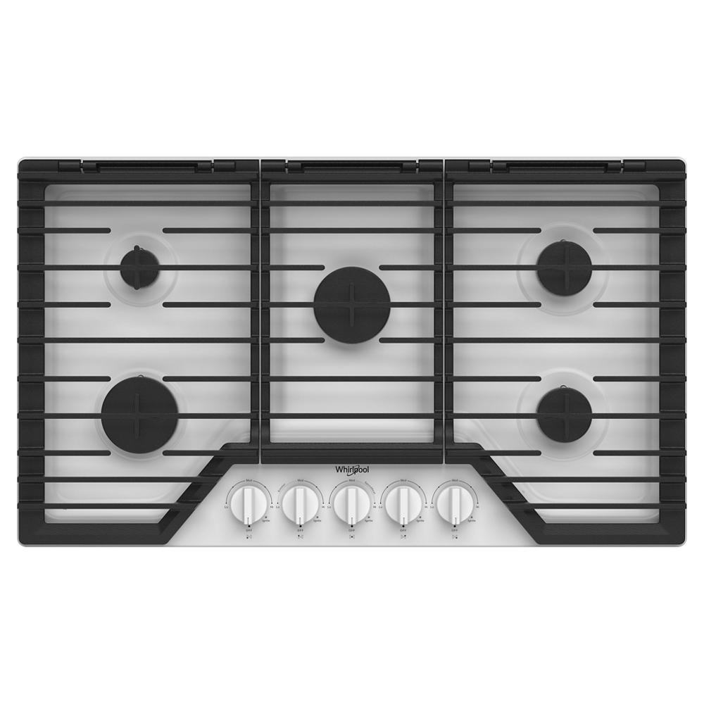 Whirlpool 5-Burner 36-in Gas Cooktop with Griddle and EZ-2-LIFT hinged  grates - Stainless Steel at