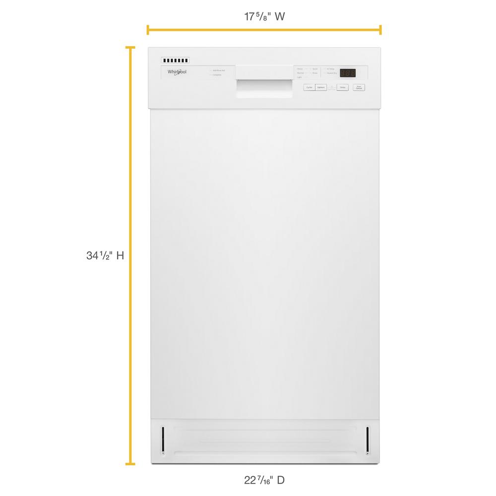 Model: WDF518SAHW | Whirlpool Small-Space Compact Dishwasher with Stainless Steel Tub