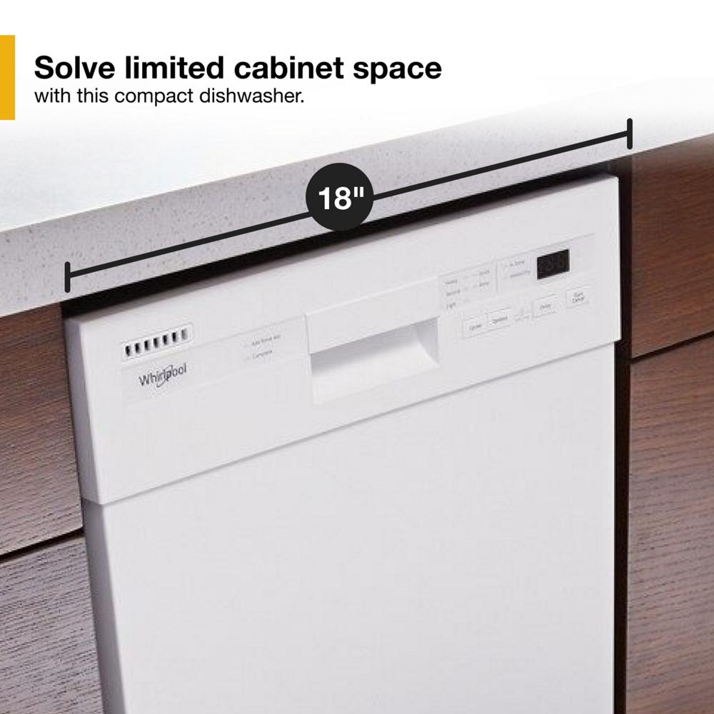 Model: WDF518SAHW | Whirlpool Small-Space Compact Dishwasher with Stainless Steel Tub