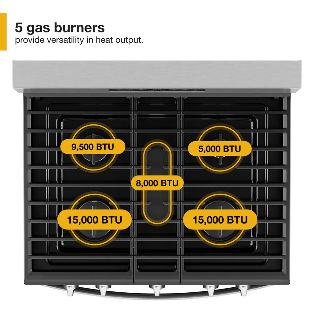 Model: WFG550S0LW | Whirlpool 5.0 Cu. Ft. Whirlpool® Gas 5-in-1 Air Fry Oven