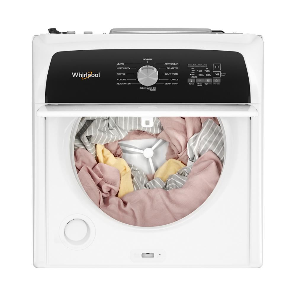 Model: WTW5010LW-BLEM | Whirlpool 4.6 Cu. Ft. Top Load Impeller Washer with Built-in Faucet