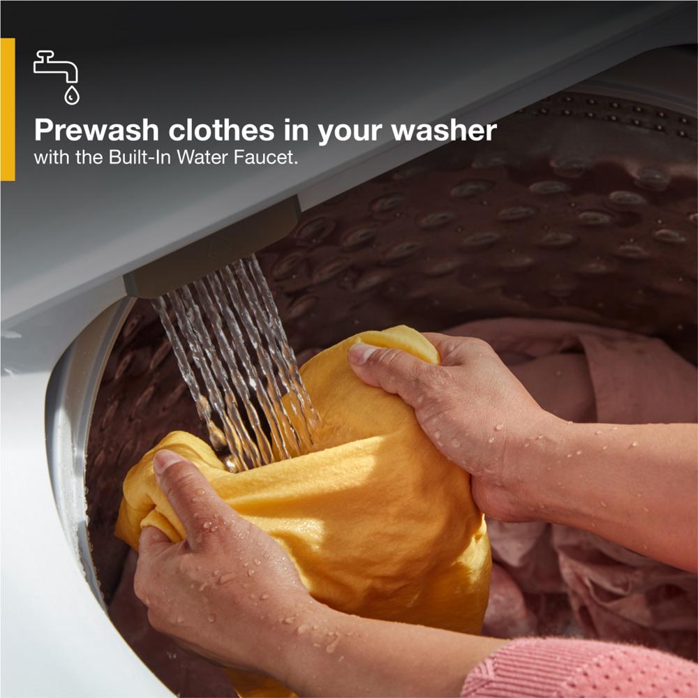 Model: WTW5010LW-BLEM | Whirlpool 4.6 Cu. Ft. Top Load Impeller Washer with Built-in Faucet