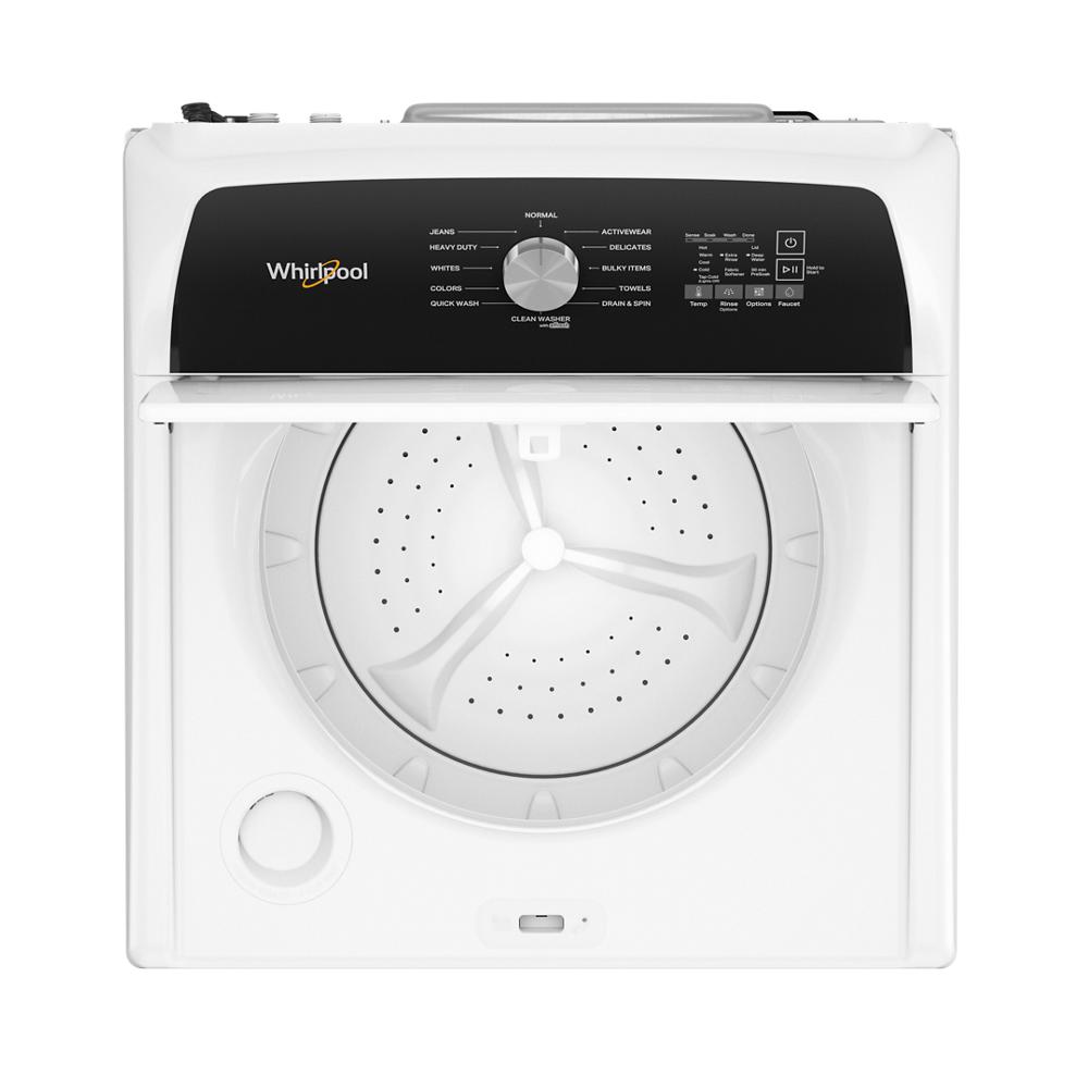 Model: WTW5010LW-BLEM | Whirlpool 4.6 Cu. Ft. Top Load Impeller Washer with Built-in Faucet