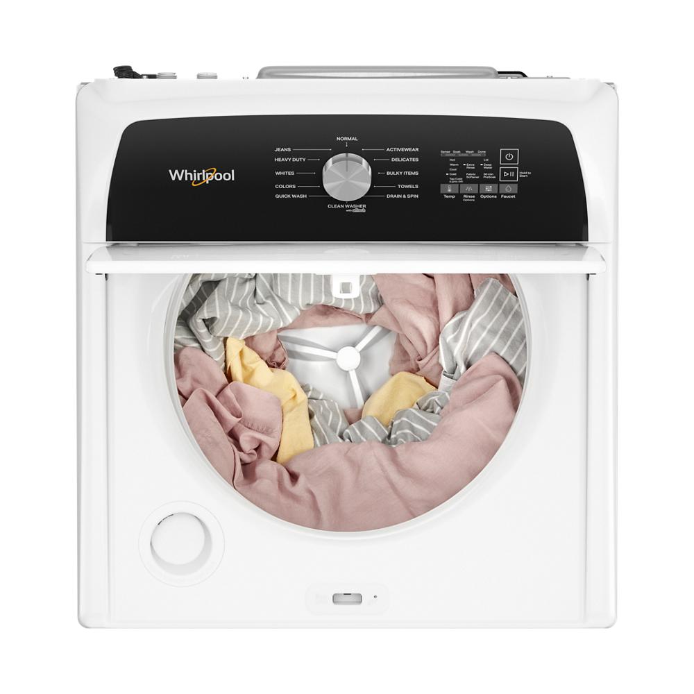 Model: WTW5010LW-BLEM | Whirlpool 4.6 Cu. Ft. Top Load Impeller Washer with Built-in Faucet