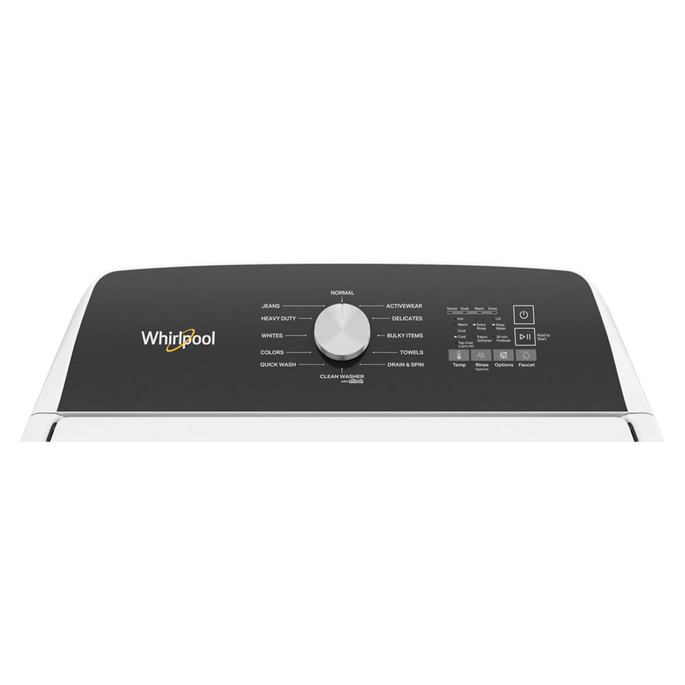 Model: WTW5015LW-BLEM | Whirlpool 4.5 Cu. Ft. Top Load Agitator Washer with Built-In Faucet