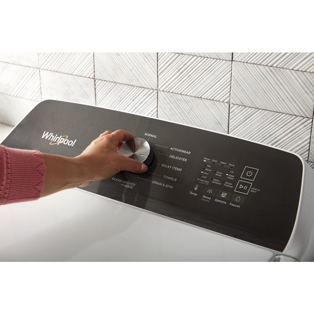 Model: WTW5015LW-BLEM | Whirlpool 4.5 Cu. Ft. Top Load Agitator Washer with Built-In Faucet