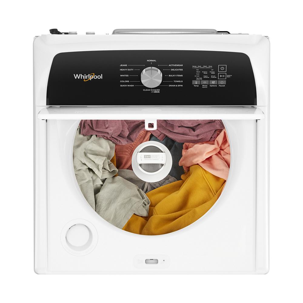 Model: WTW5015LW-BLEM | Whirlpool 4.5 Cu. Ft. Top Load Agitator Washer with Built-In Faucet