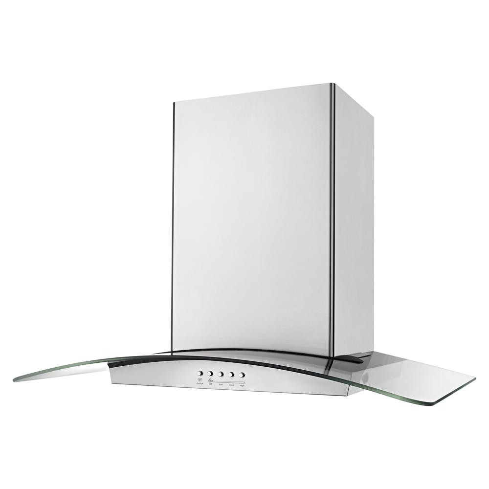 Model: WVI75UC6DS | Unbranded 36" Modern Glass Island Mount Range Hood