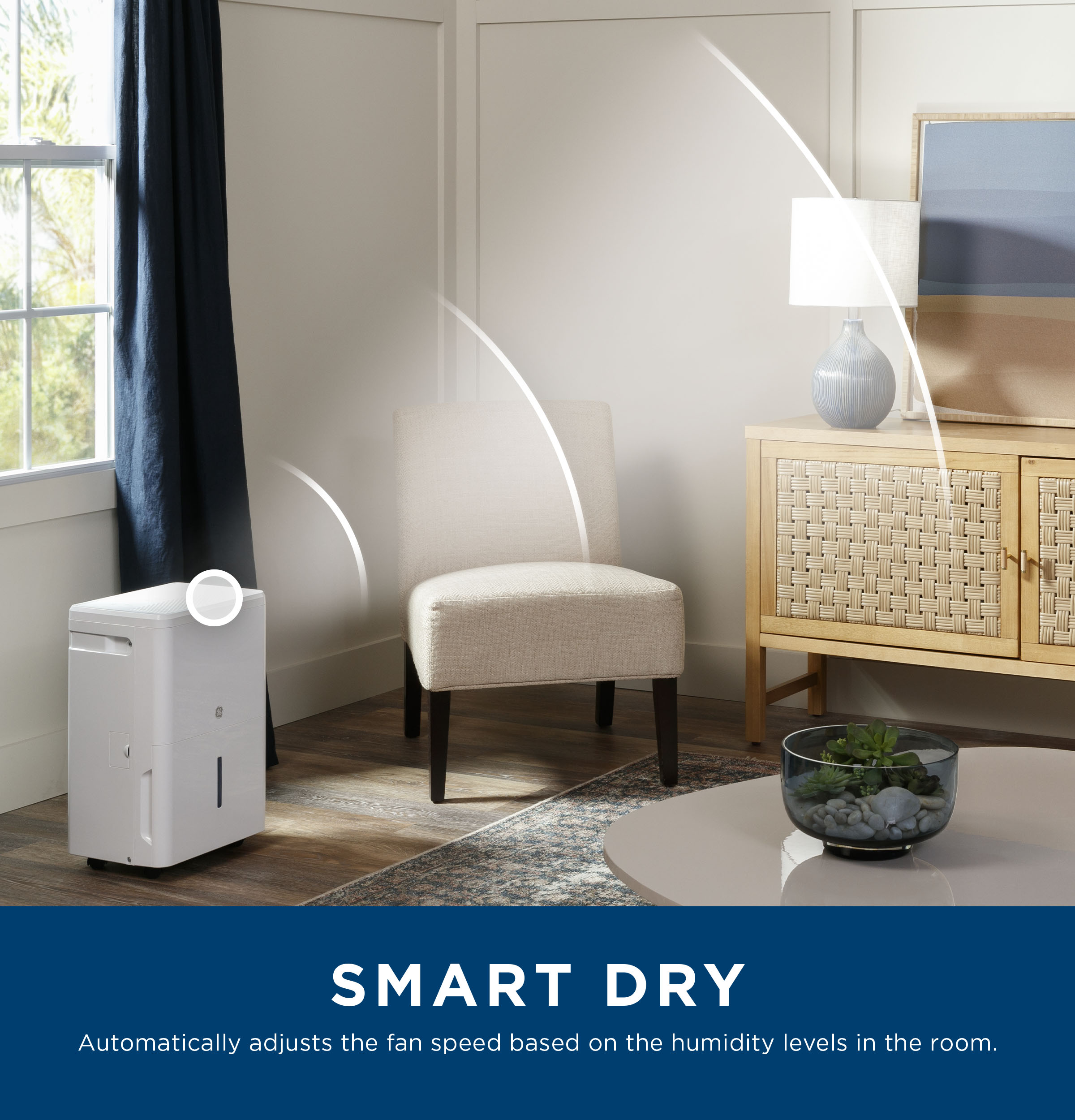 Model: ADHR35LB | GE GE® ENERGY STAR® 35 Pint Portable Dehumidifier with Smart Dry for Very Damp Spaces