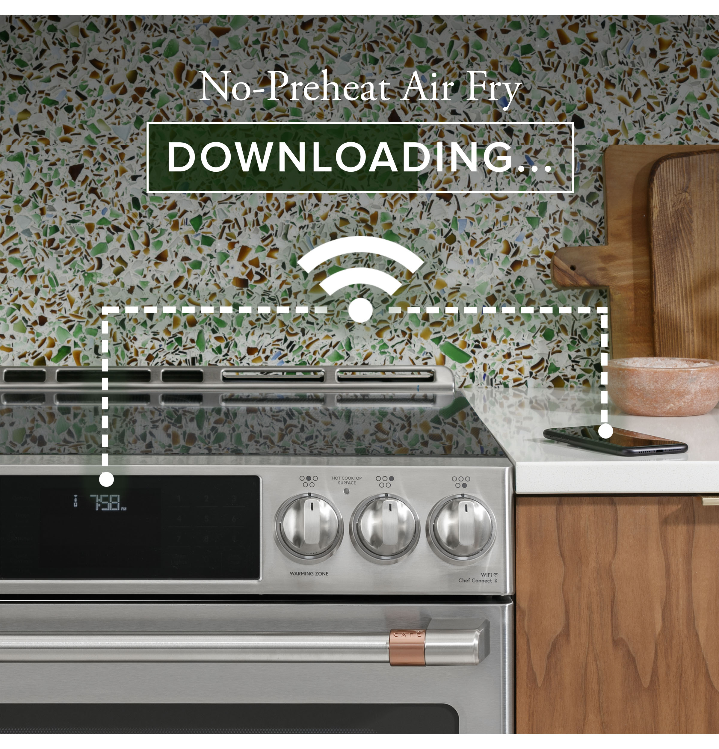 Model: CES750P2MS1 | Cafe Café 30" Smart Slide-In, Front-Control, Radiant and Convection Double-Oven Range