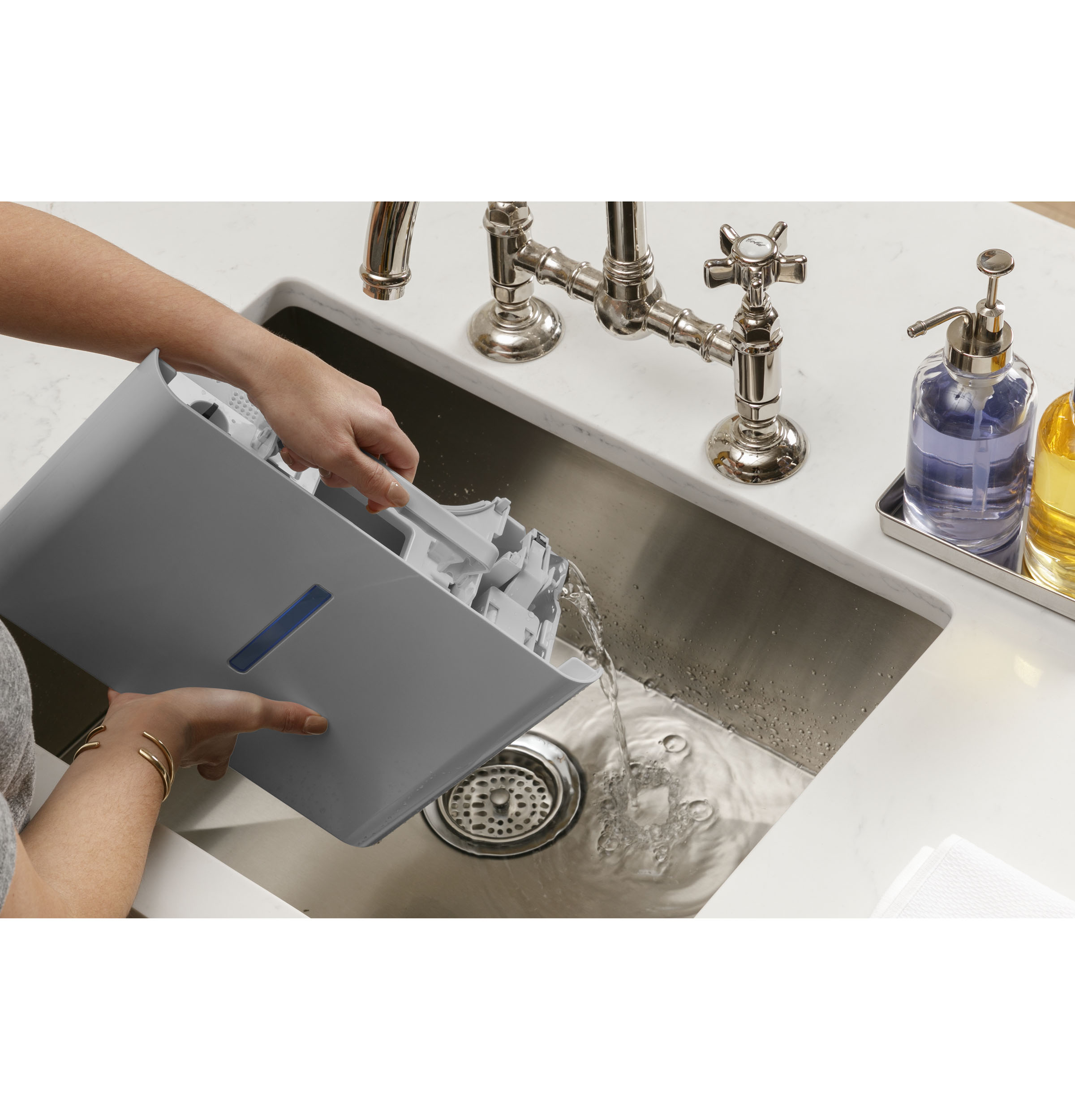 Model: APHR50LB | GE GE® ENERGY STAR® 50 Pint Portable Dehumidifier with Built-in Pump and Smart Dry for Wet Spaces