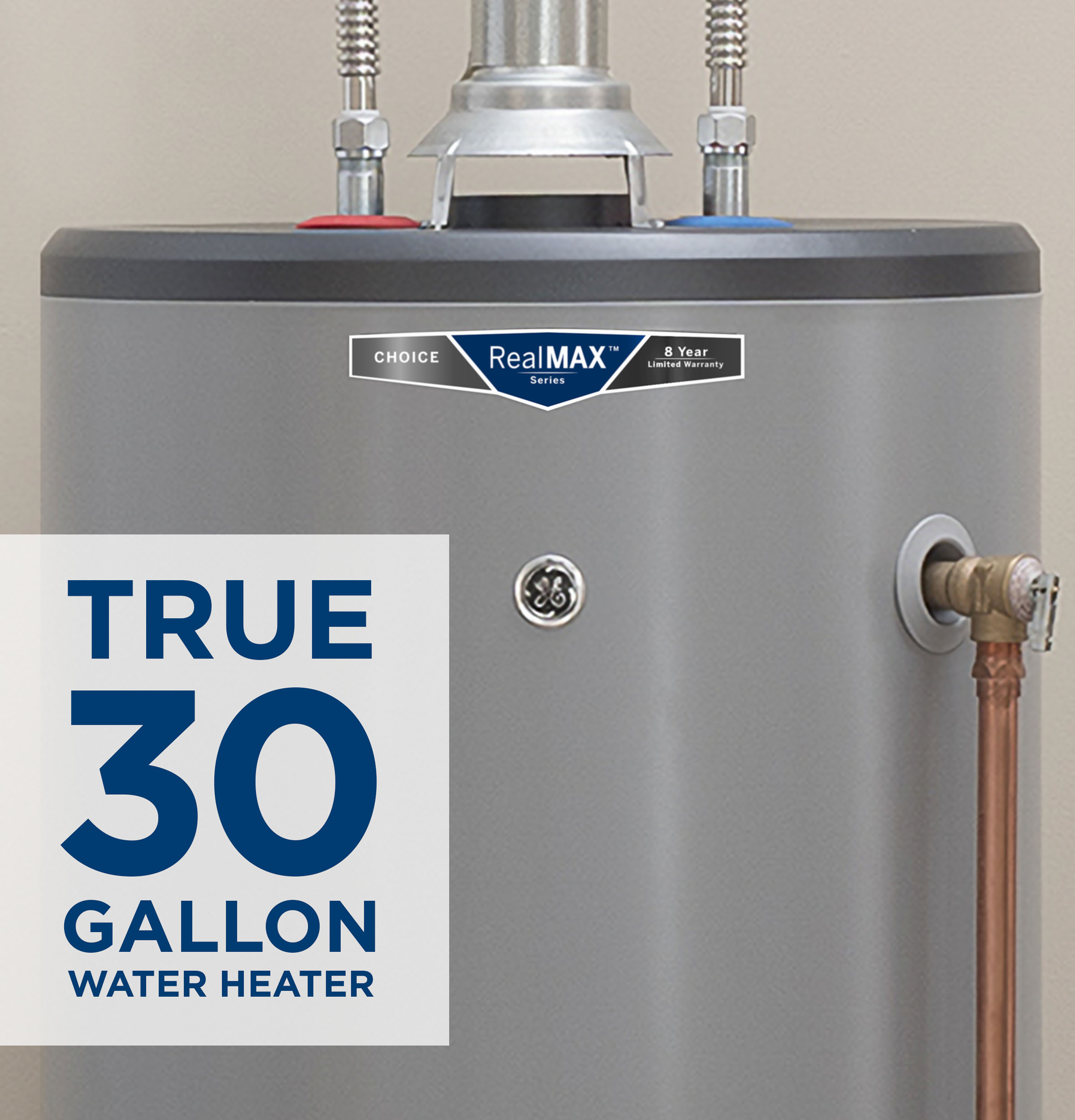 Model: GG30S08BXR | GE GE RealMAX Choice 30-Gallon Short Natural Gas Atmospheric Water Heater