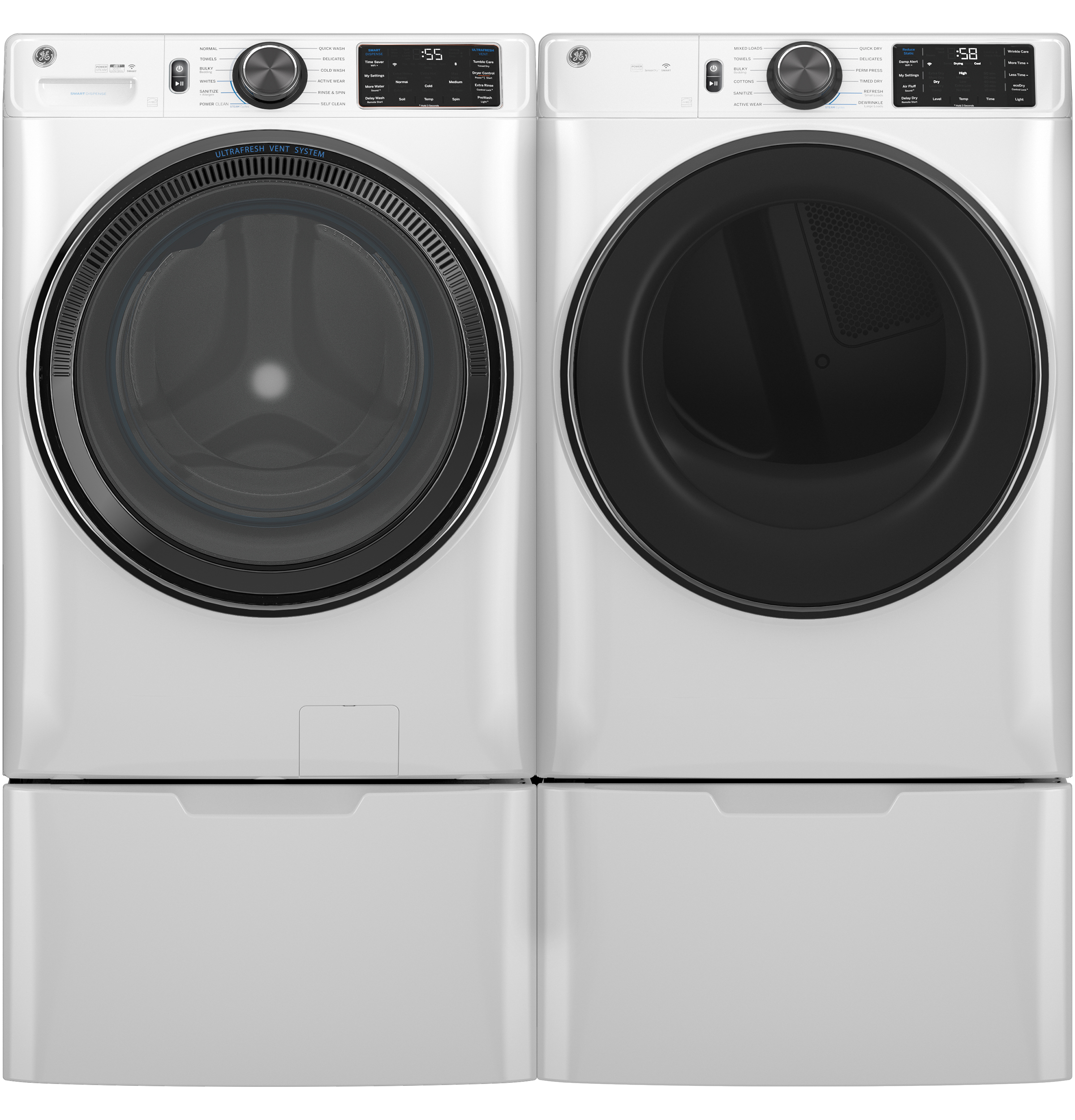 Model: GFD65ESSVWW-SD | GE GE® ENERGY STAR® 7.8 cu. ft. Capacity Smart Front Load Electric Dryer with Steam and Sanitize Cycle