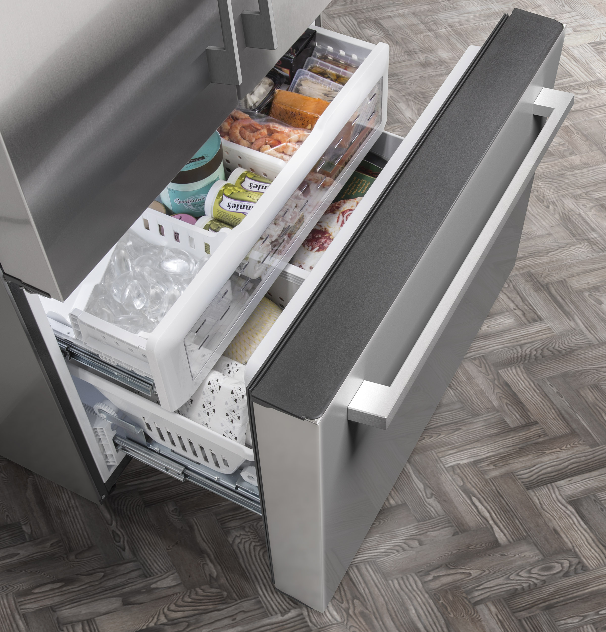 Model: ZWE23ESNSS | Monogram Monogram ENERGY STAR® 23.1 Cu. Ft. Counter-Depth French-Door Refrigerator