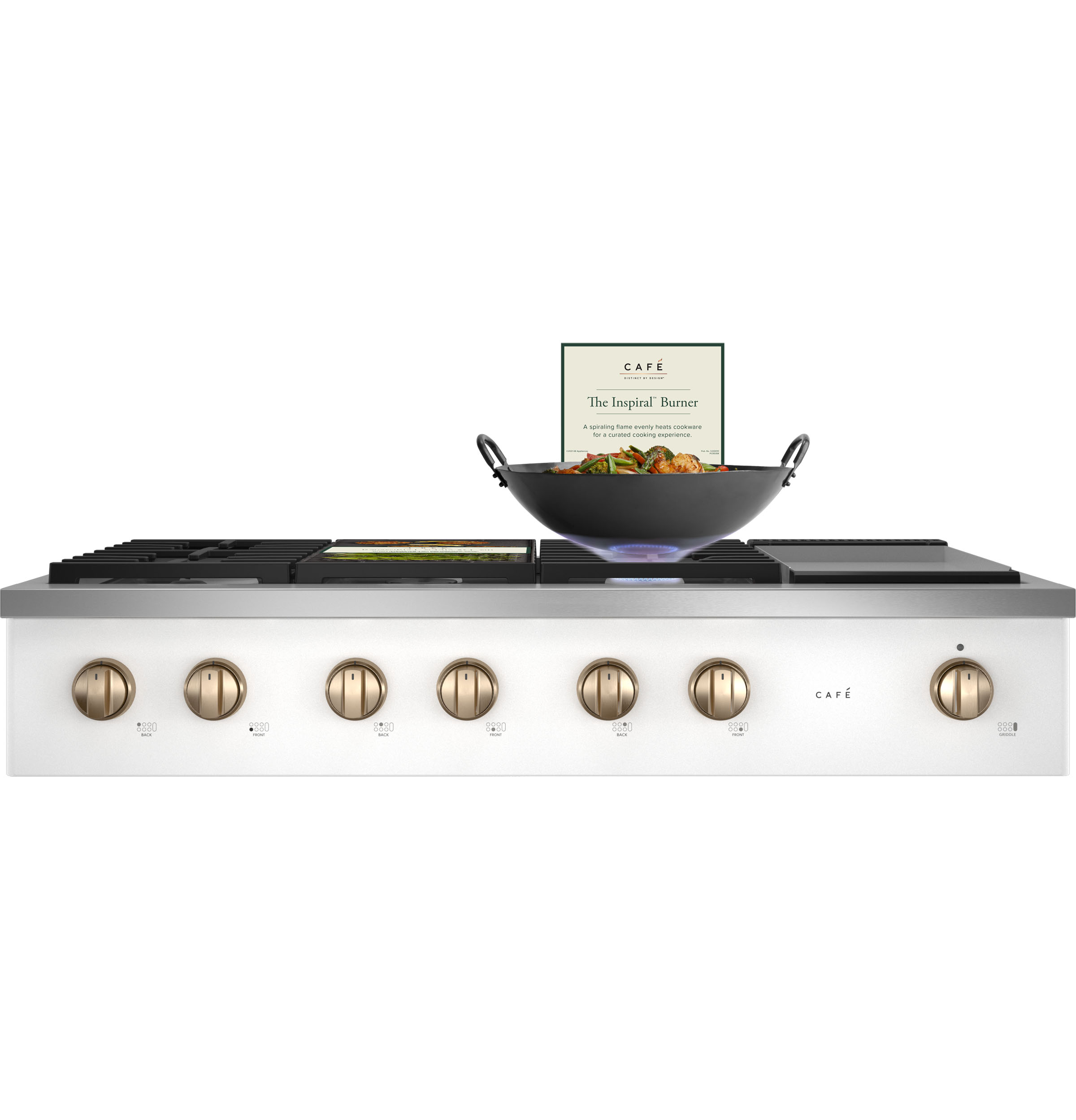 Model: CGU486P4TW2 | Cafe Café™ 48" Commercial-Style Gas Rangetop with 6 Burners and Integrated Griddle (Natural Gas)