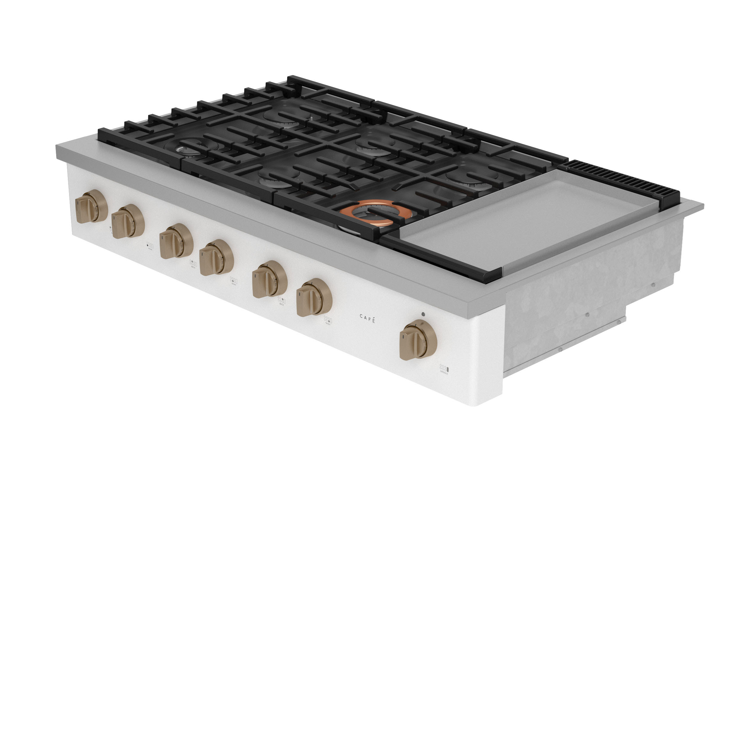 Model: CGU486P4TW2 | Cafe Café™ 48" Commercial-Style Gas Rangetop with 6 Burners and Integrated Griddle (Natural Gas)