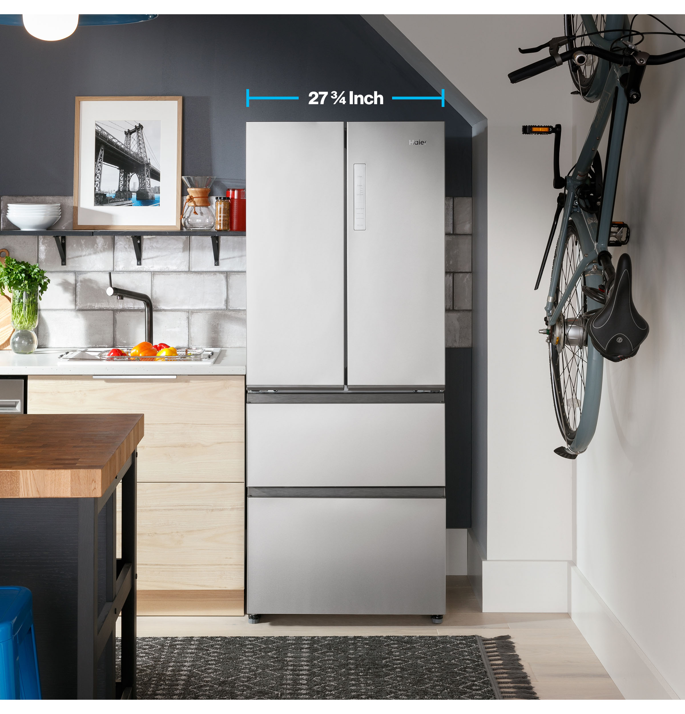 Model: QJS15HYRFS | Haier 14.5 Cu. Ft. 4 Door Refrigerator