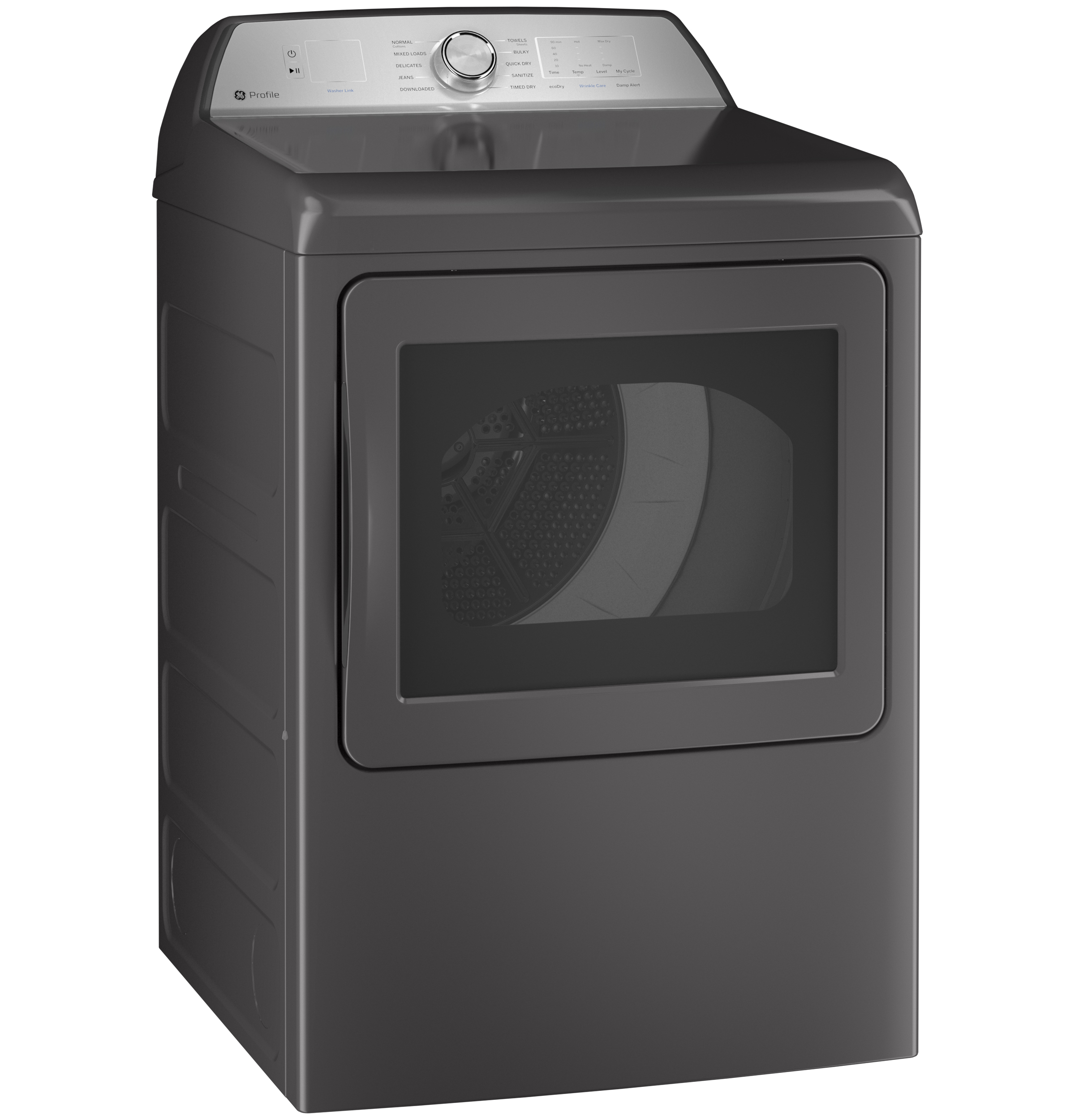 Model: PTD60GBPRDG | GE Profile GE Profile™ ENERGY STAR® 7.4 cu. ft. Capacity aluminized alloy drum Gas Dryer with Sanitize Cycle and Sensor Dry