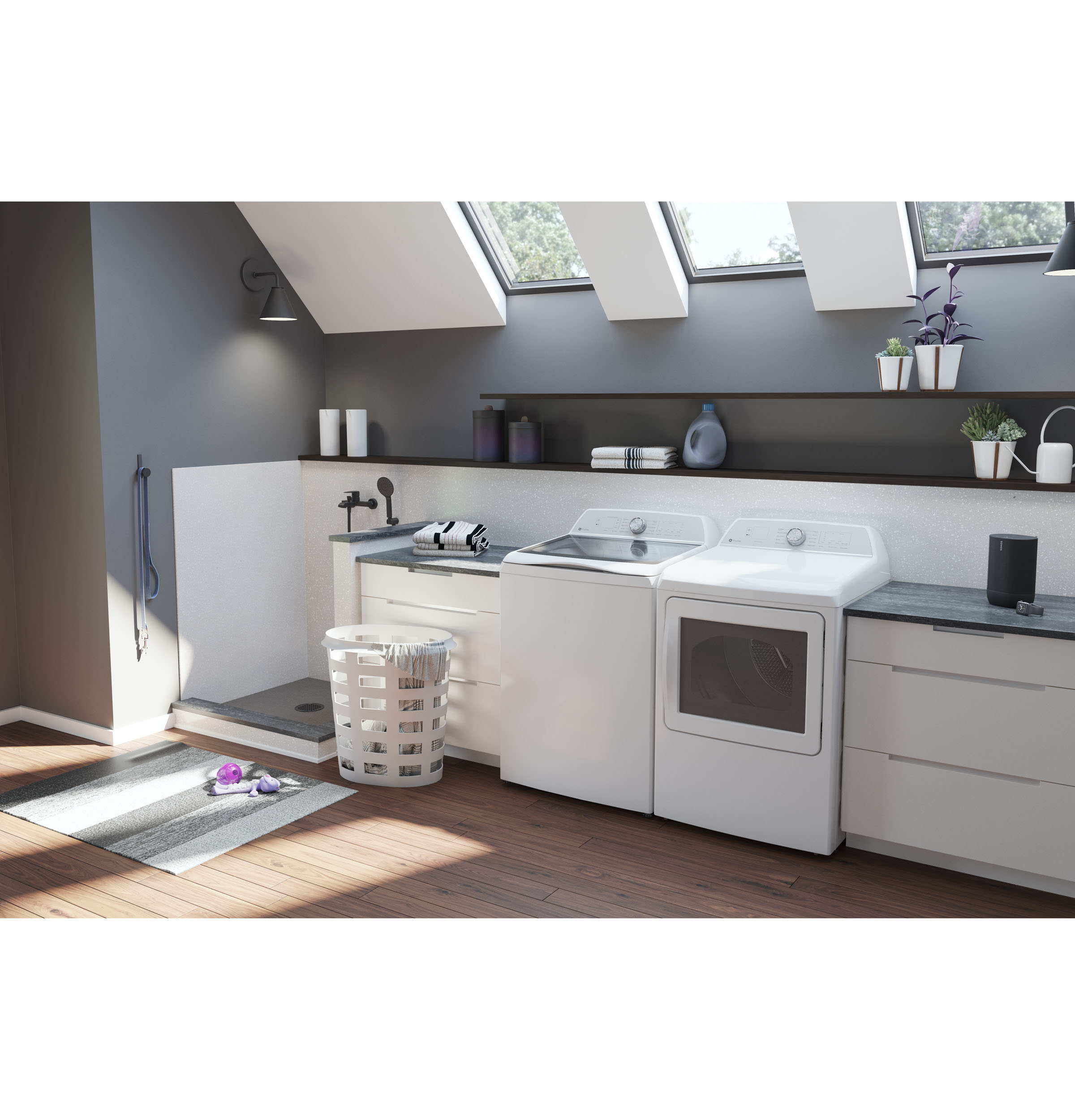 Model: PTW600BSRWS | GE Profile GE Profile™ ENERGY STAR® 5.0  cu. ft. Capacity Washer with Smarter Wash Technology and FlexDispense™