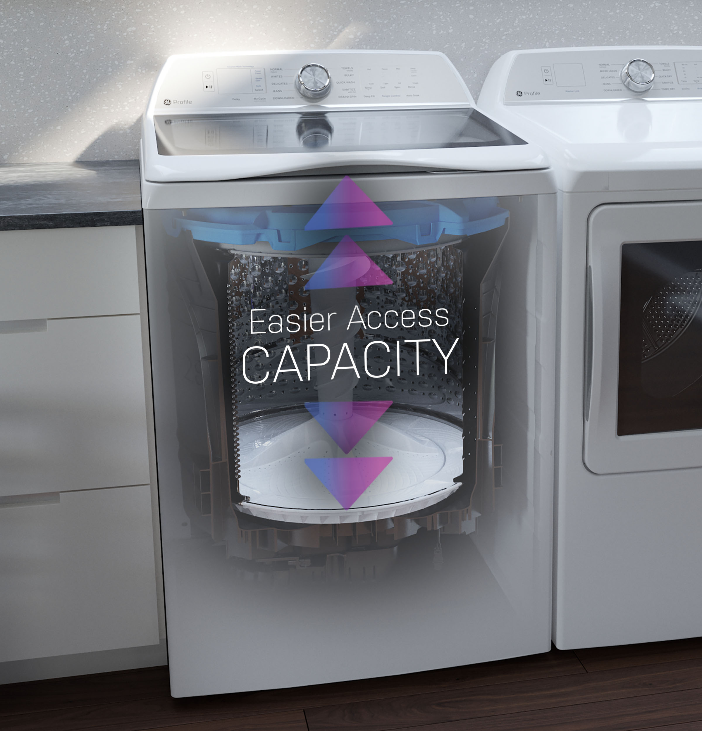 Model: PTW600BSRWS | GE Profile GE Profile™ ENERGY STAR® 5.0  cu. ft. Capacity Washer with Smarter Wash Technology and FlexDispense™