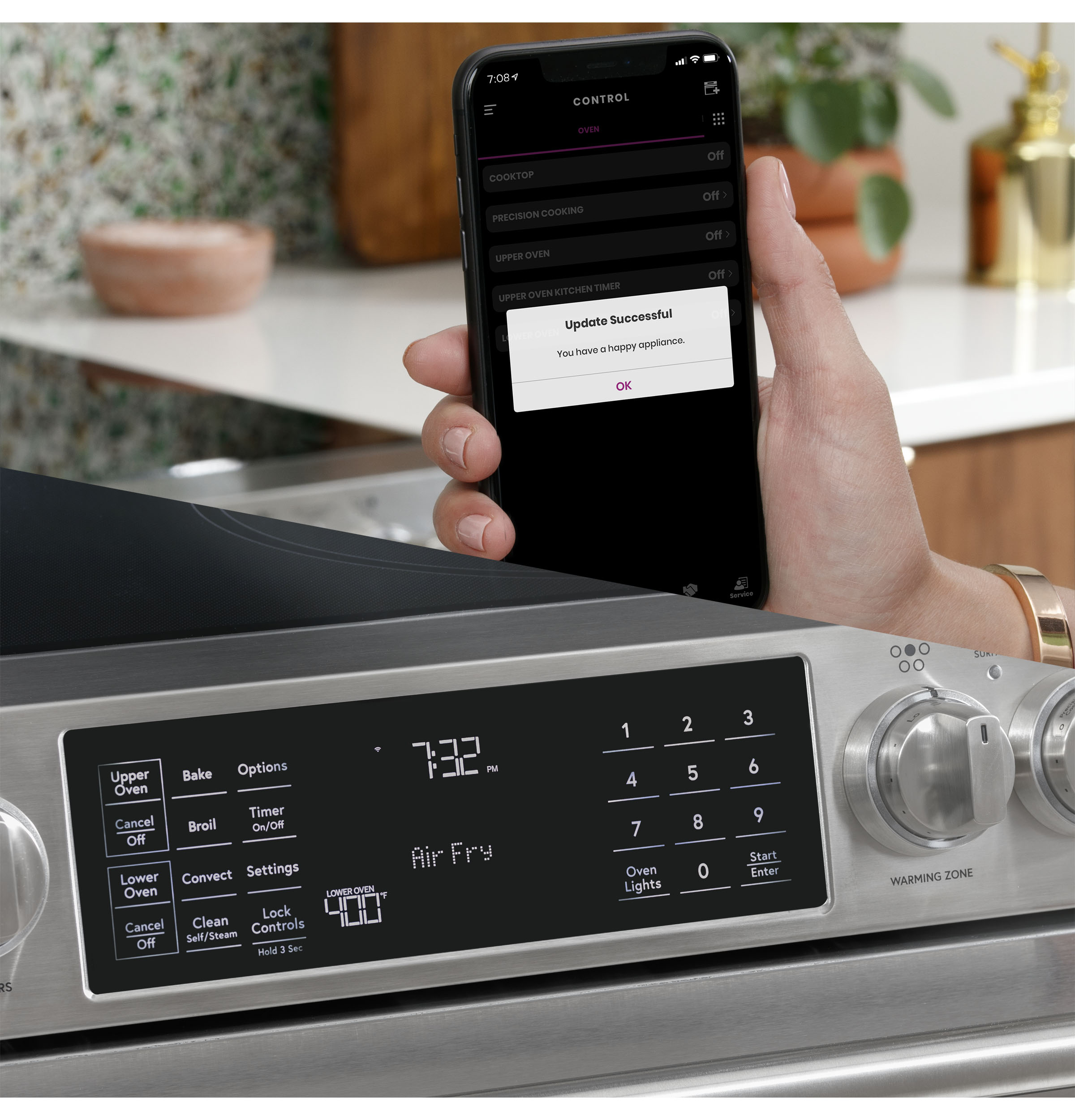 Model: CES700P4MW2 | Cafe Café™ 30" Smart Slide-In, Front-Control, Radiant and Convection Range