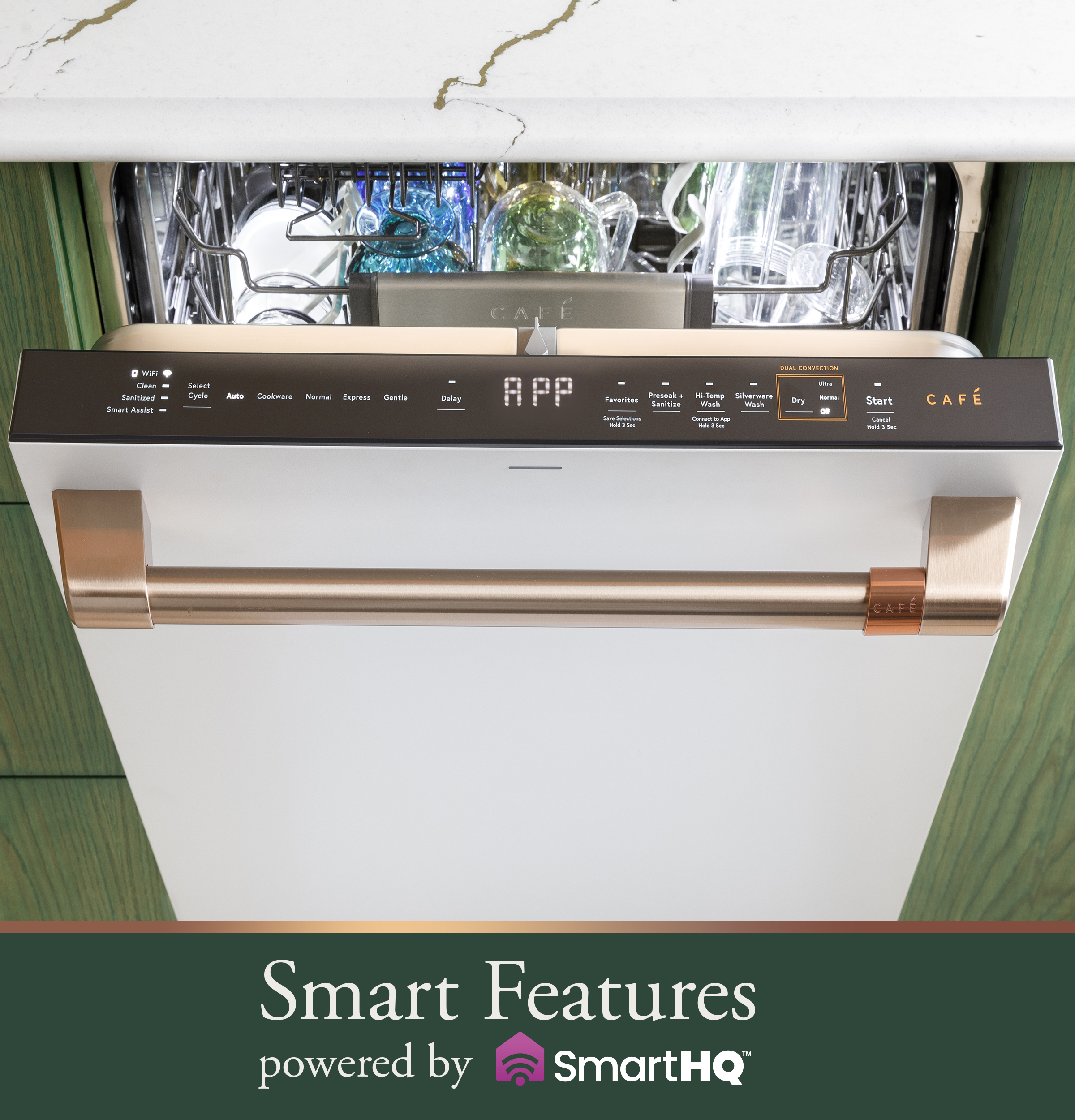 Model: CDT888P2VS1 | Cafe Café™ CustomFit ENERGY STAR Stainless Interior Smart Dishwasher with Ultra Wash Top Rack and Dual Convection Ultra Dry, LED Lights, 39 dBA