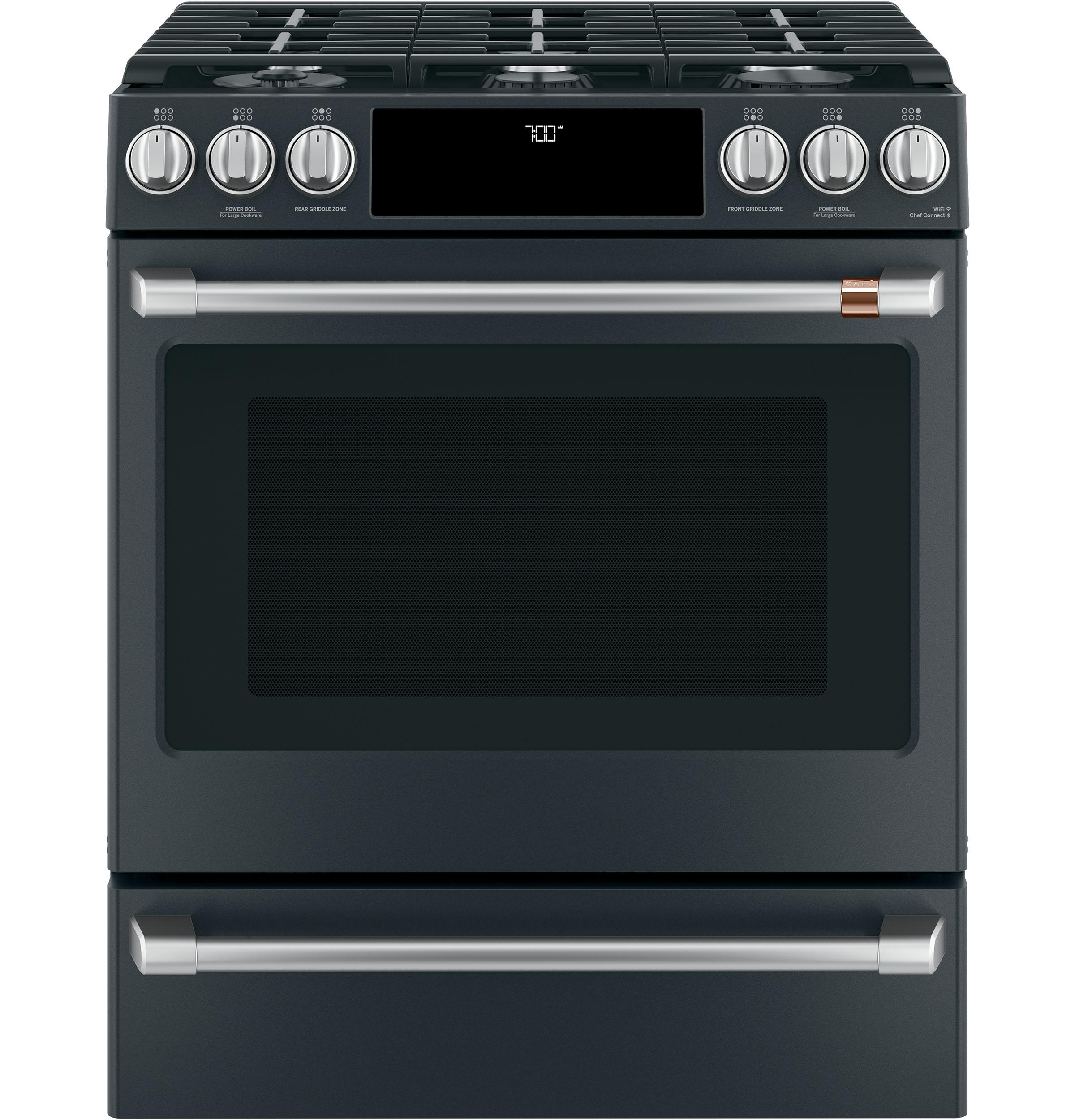 Model: CXFCGHKPMSS | Cafe Café™ Front Control Gas Knobs and Handles - Brushed Stainless