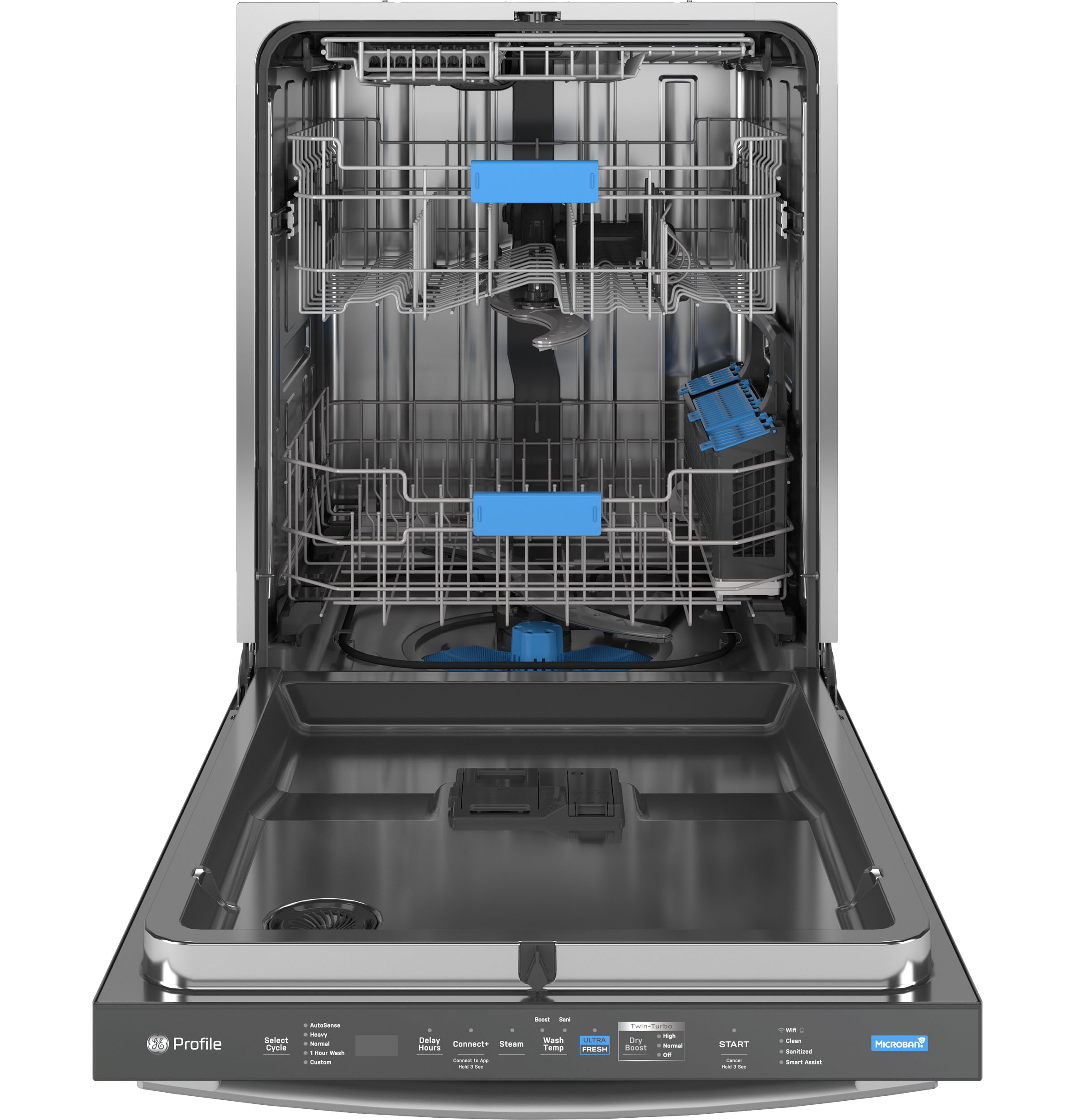 Model: PDT795SYVFS | GE Profile GE Profile™ ENERGY STAR Smart UltraFresh System Dishwasher with Microban™ Antimicrobial Technology with Deep Clean Washing 3rd Rack, 39 dBA