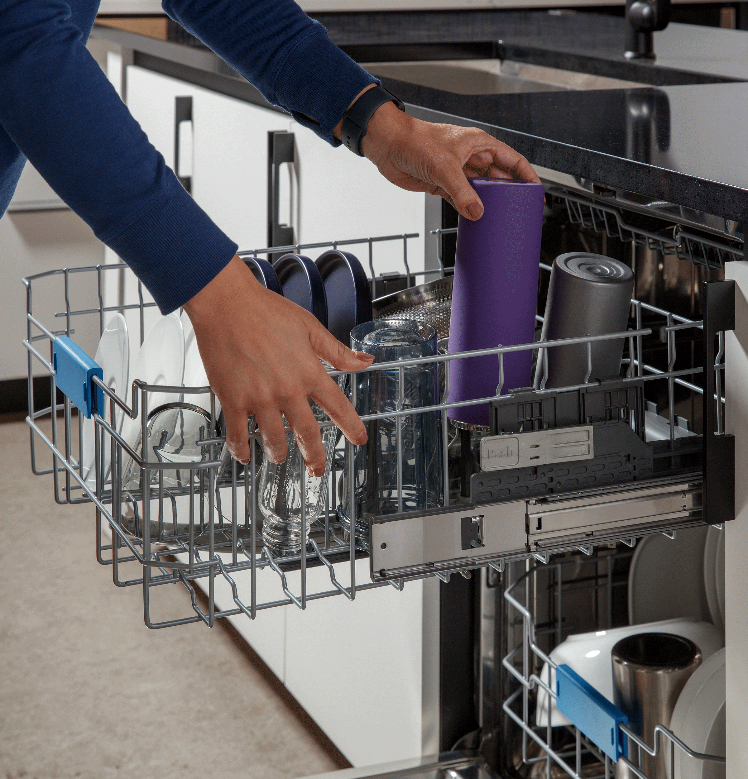 Model: PDT795SYVFS | GE Profile GE Profile™ ENERGY STAR Smart UltraFresh System Dishwasher with Microban™ Antimicrobial Technology with Deep Clean Washing 3rd Rack, 39 dBA