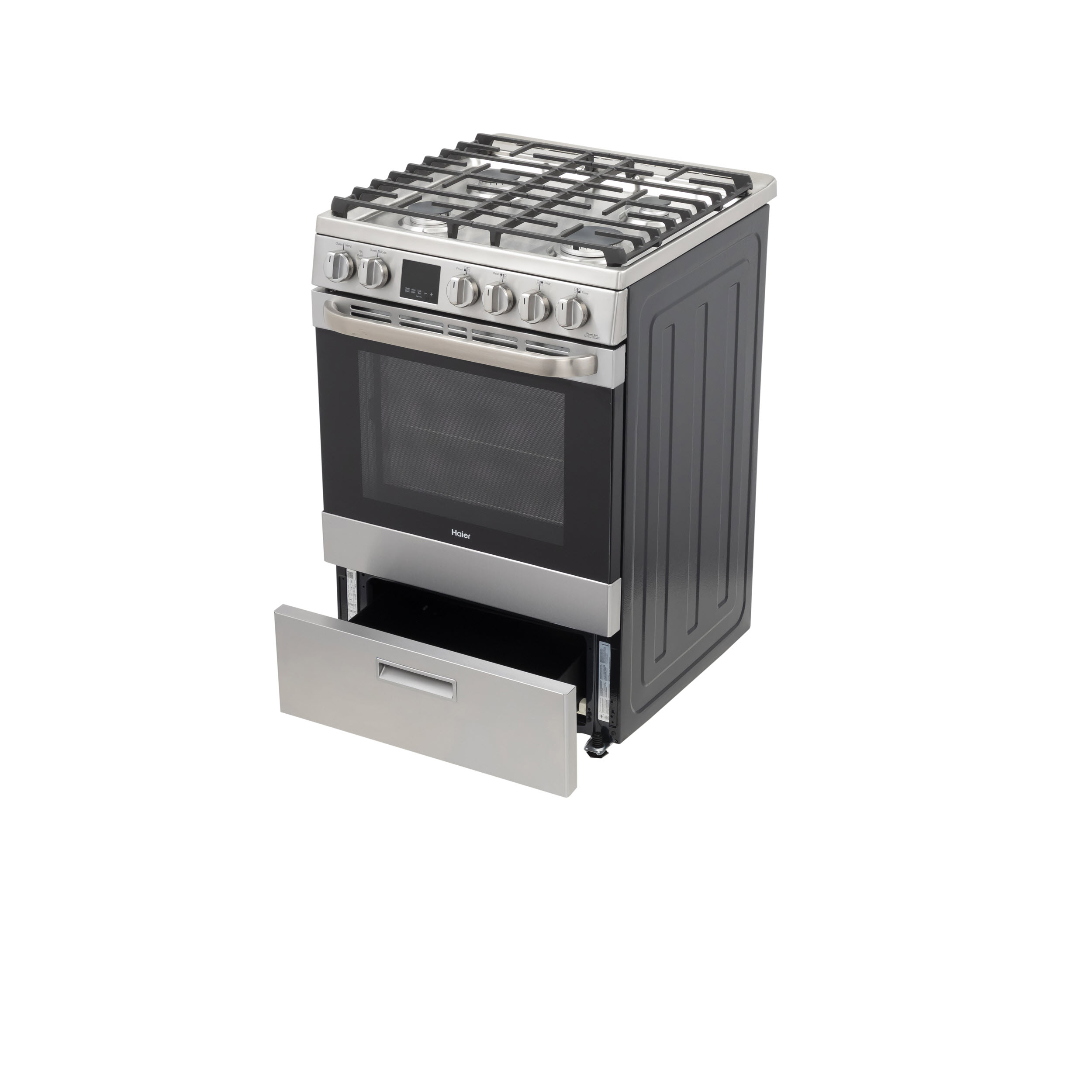 Model: QGAS740RMSS | Haier 24" 2.9 Cu. Ft. Gas Free-Standing Range with Convection and Modular Backguard