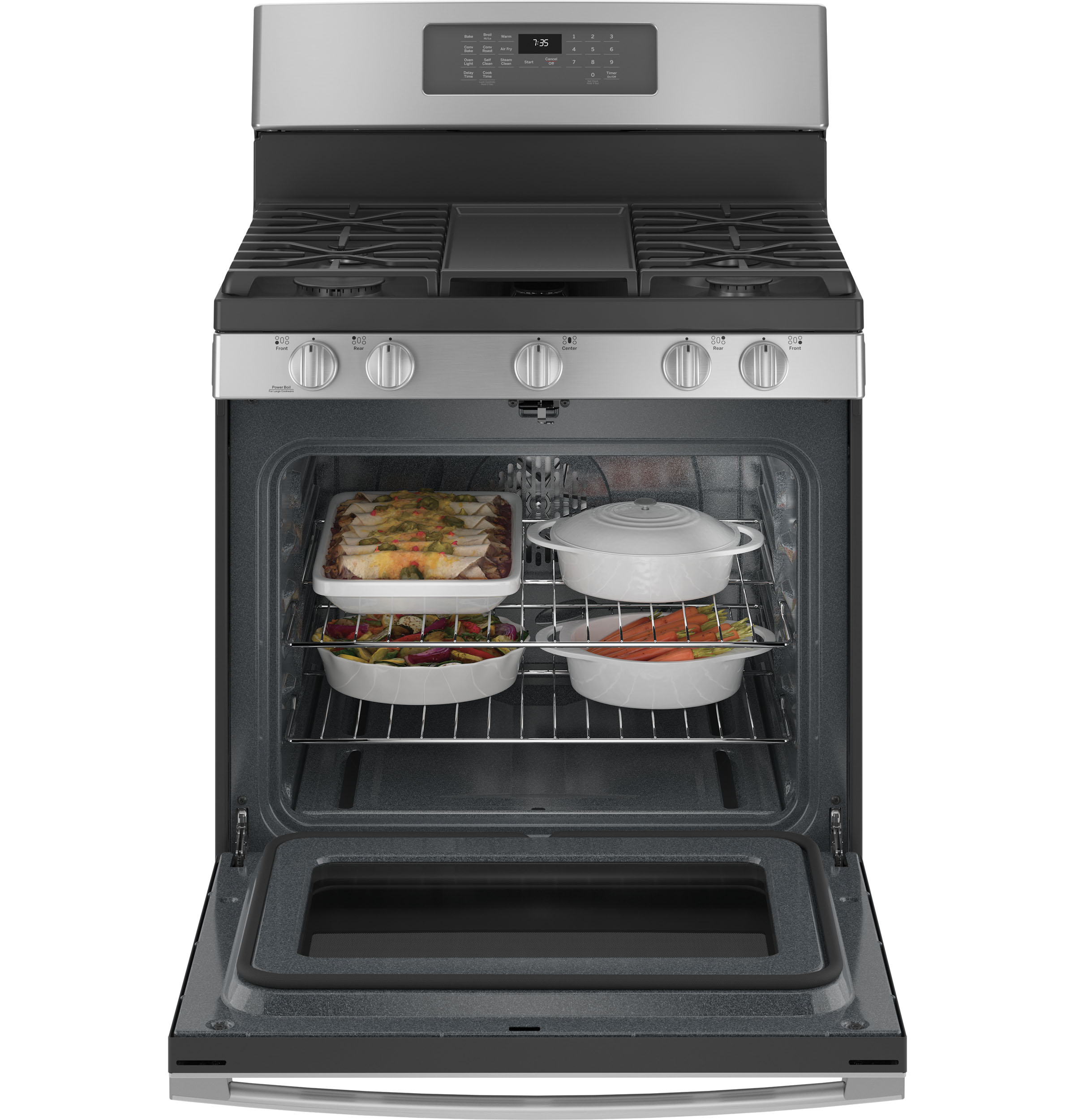 Model: JGB735SPSS | GE GE® 30" Free-Standing Gas Convection Range with No Preheat Air Fry