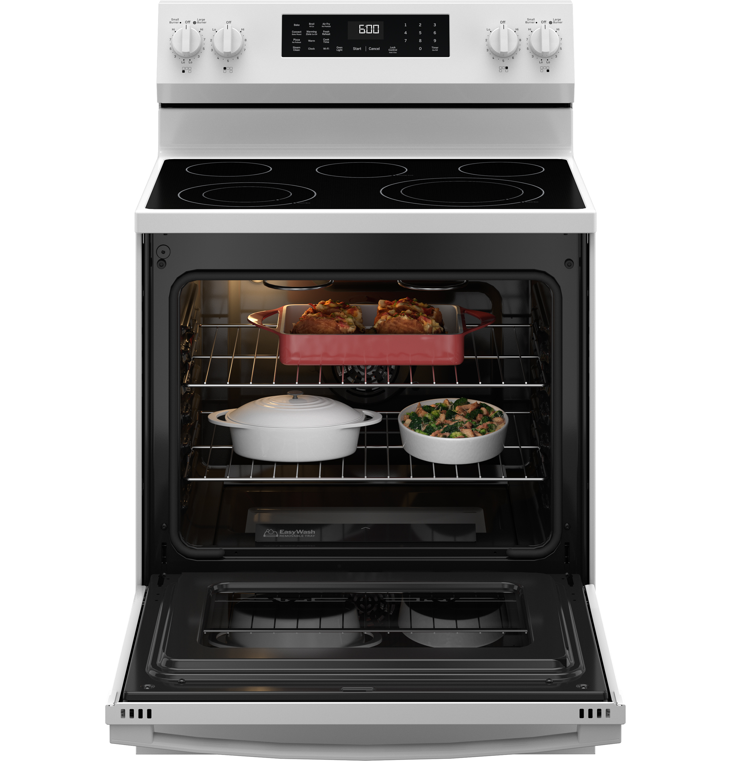Model: GRF600AVWW | GE GE® ENERGY STAR® 30" Free-Standing Electric Convection Range with No Preheat Air Fry and EasyWash™ Oven Tray