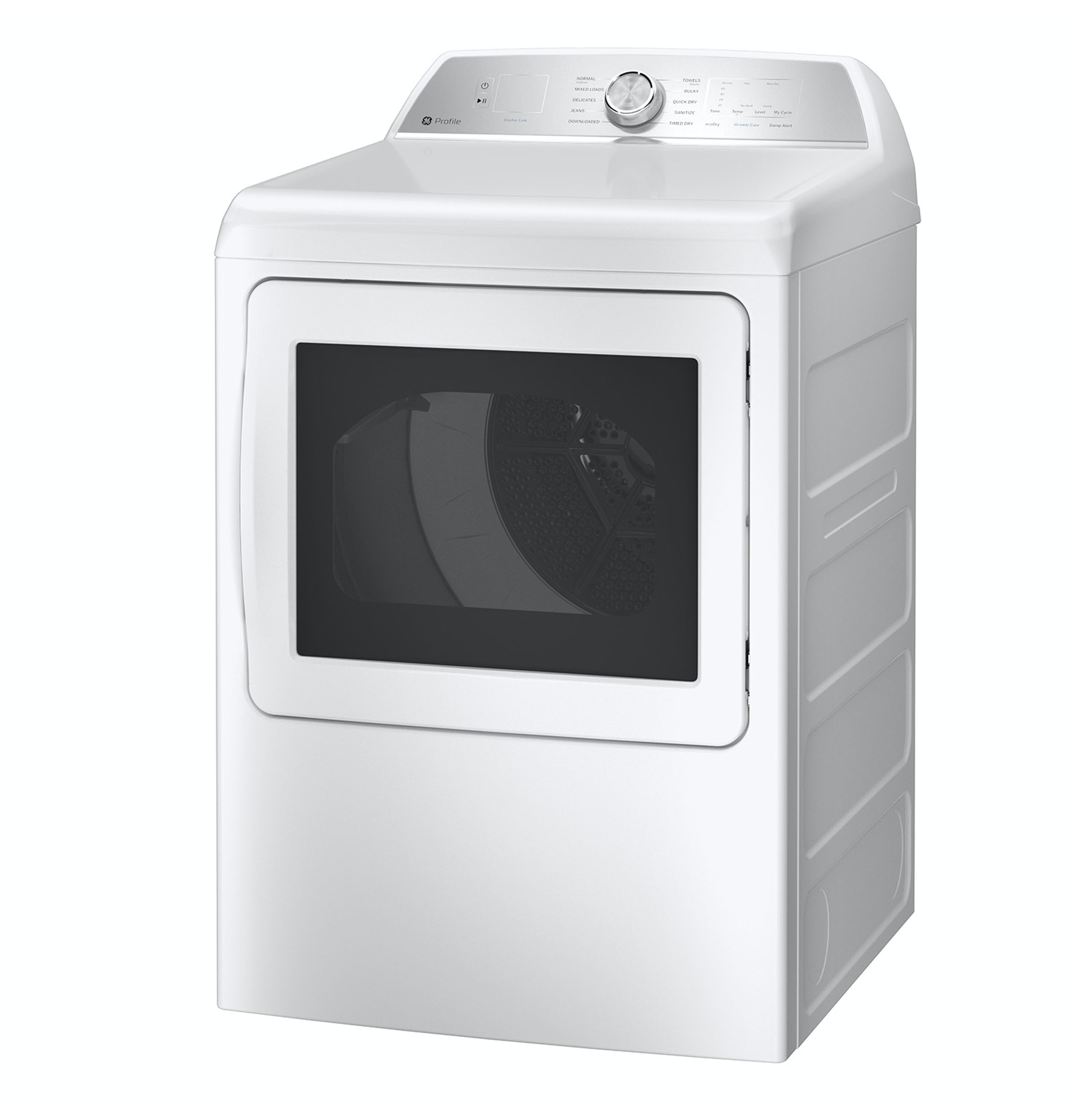 Model: PTD60GBSRWS | GE Profile GE Profile™ ENERGY STAR® 7.4 cu. ft. Capacity aluminized alloy drum Gas Dryer with Sanitize Cycle and Sensor Dry