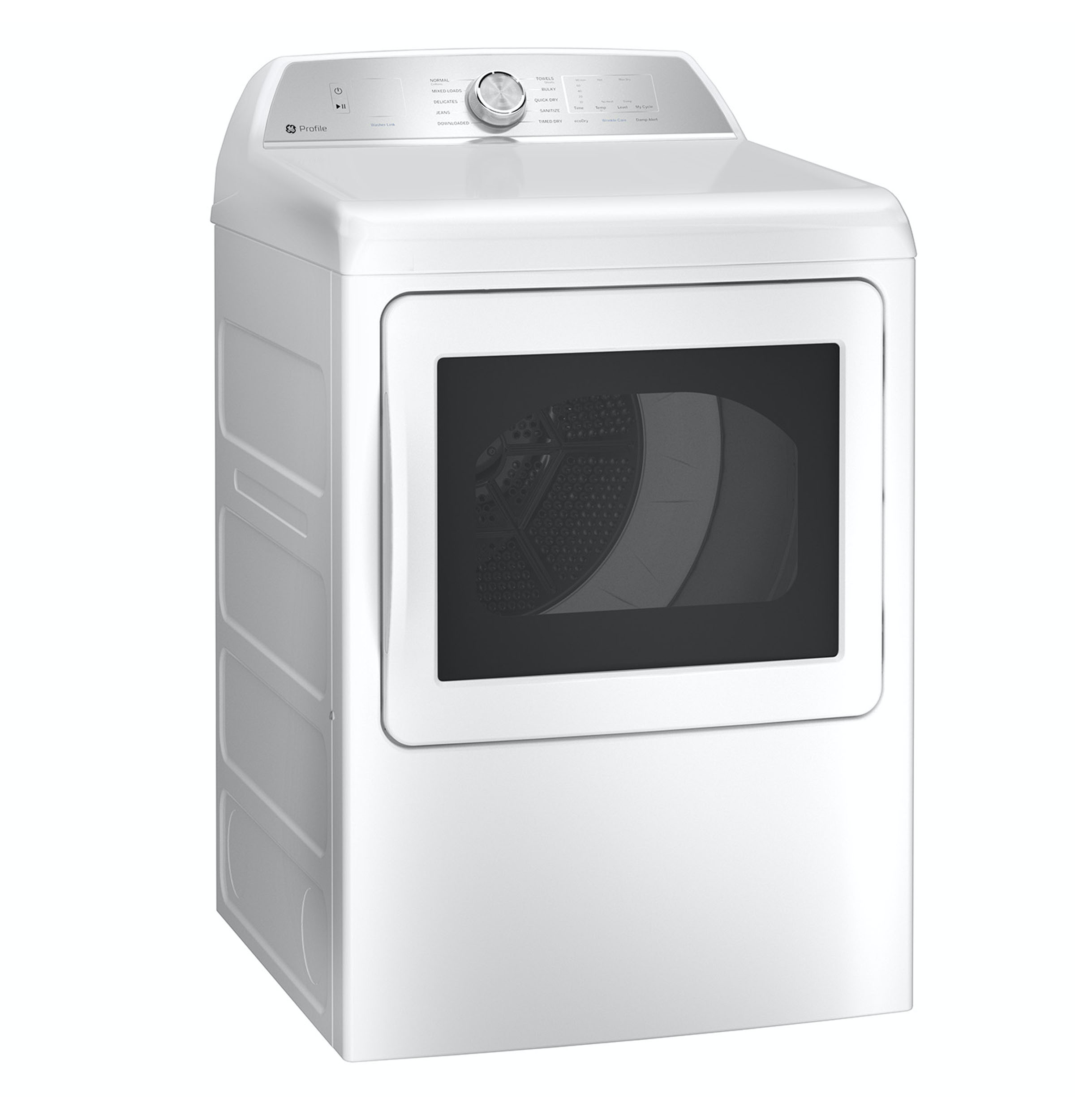 Model: PTD60GBSRWS | GE Profile GE Profile™ ENERGY STAR® 7.4 cu. ft. Capacity aluminized alloy drum Gas Dryer with Sanitize Cycle and Sensor Dry