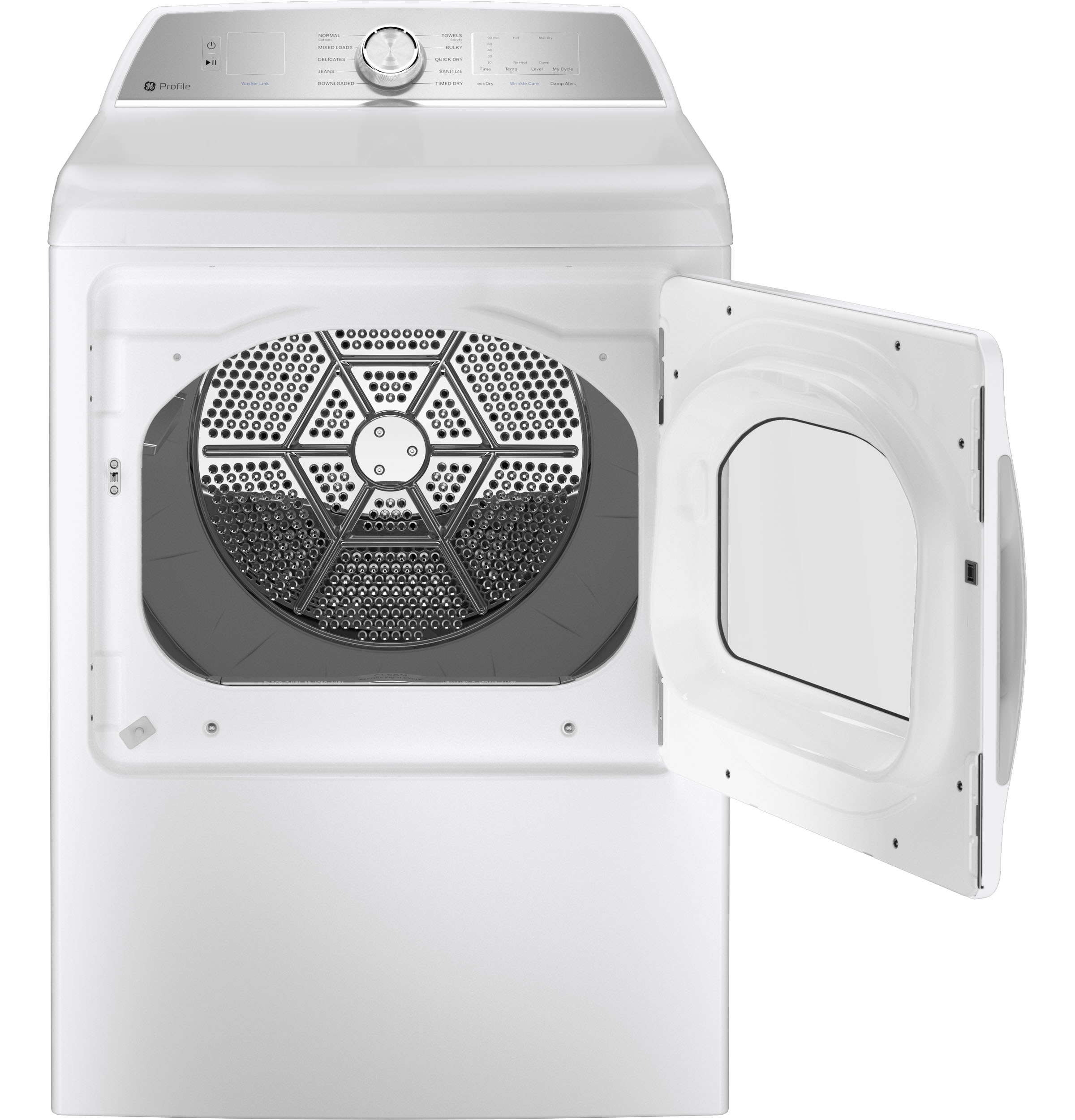 Model: PTD60GBSRWS | GE Profile GE Profile™ ENERGY STAR® 7.4 cu. ft. Capacity aluminized alloy drum Gas Dryer with Sanitize Cycle and Sensor Dry