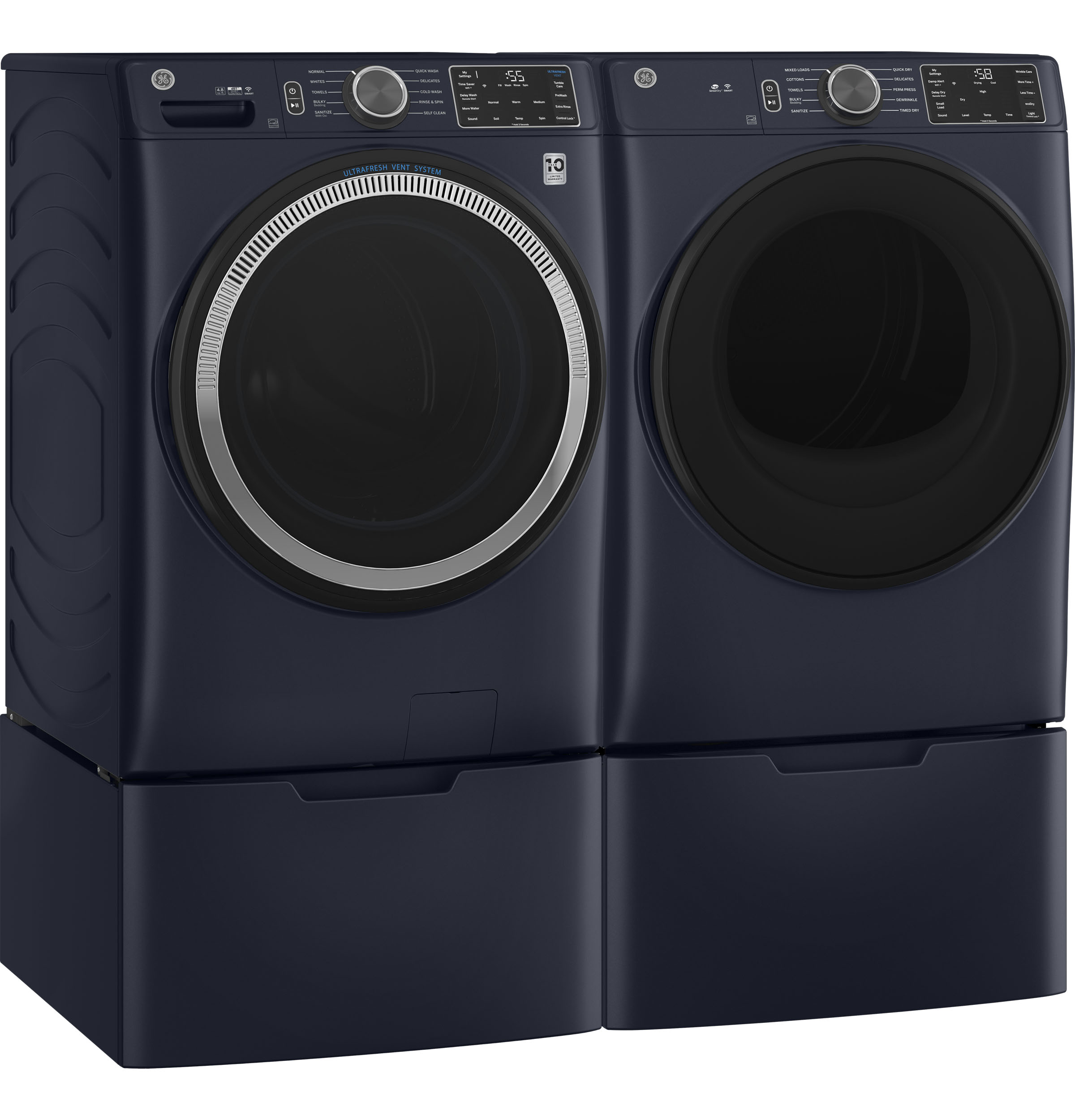 Model: GFD55GSPRRS | GE GE® ENERGY STAR® 7.8 cu. ft. Capacity Smart Front Load Gas Dryer with Sanitize Cycle