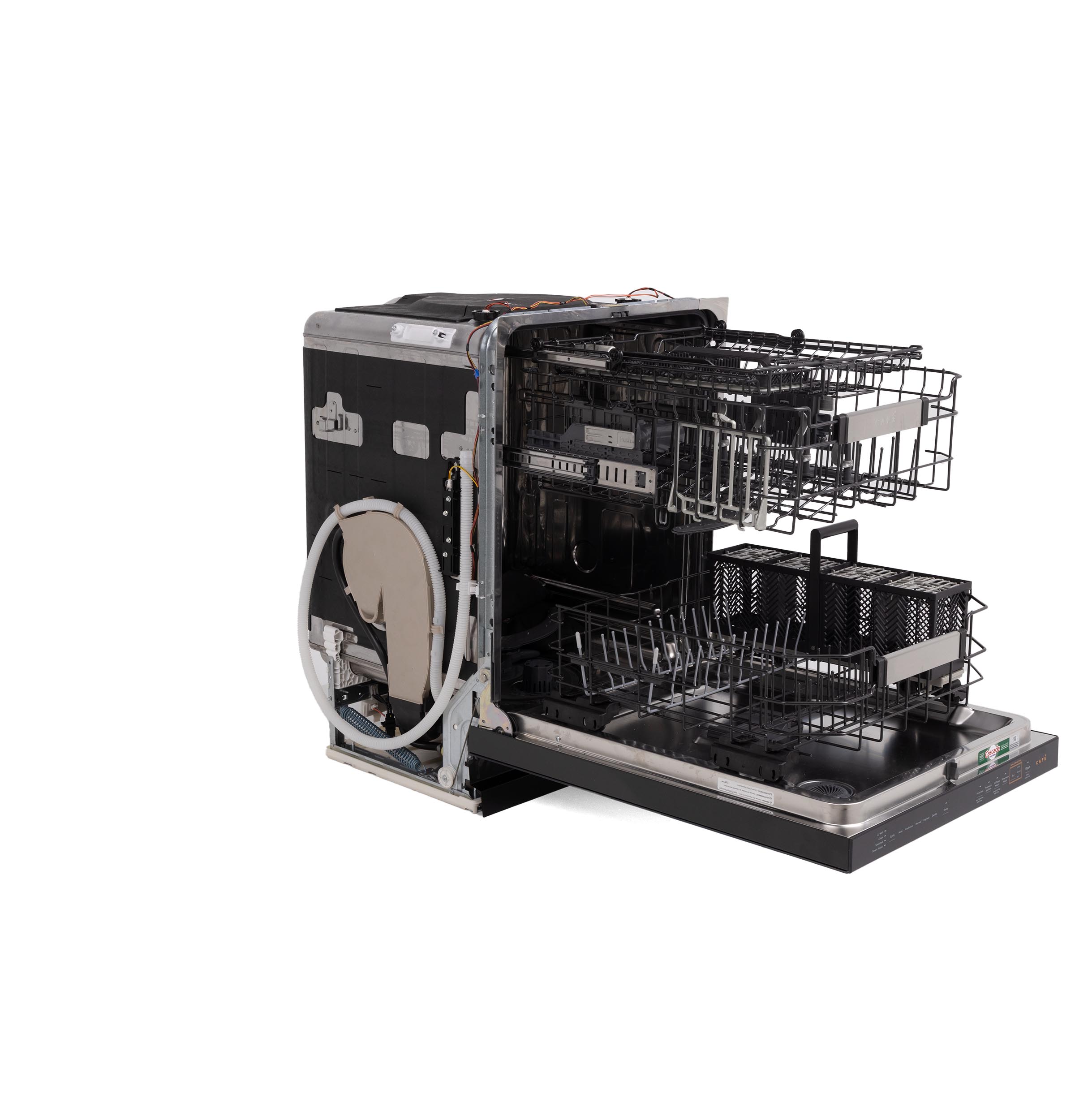 Model: CDP888M5VS5 | Cafe Café™ CustomFit ENERGY STAR Stainless Interior Smart Dishwasher with Ultra Wash Top Rack and LED Lights, 39 dBA in Platinum Glass