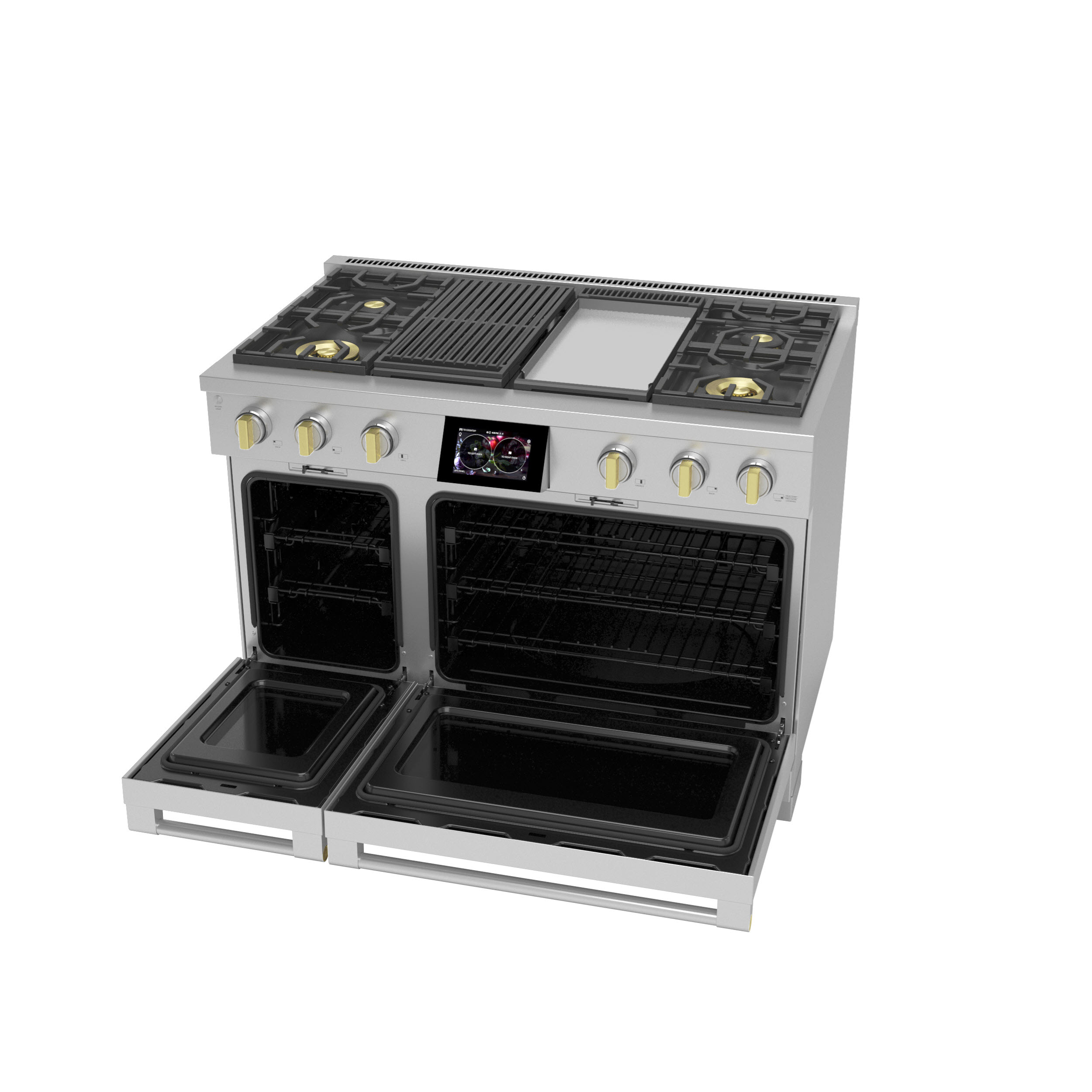 Model: ZDP484NGTSS | Monogram Monogram 48" Dual-Fuel Professional Range with 4 Burners, Grill, and Griddle