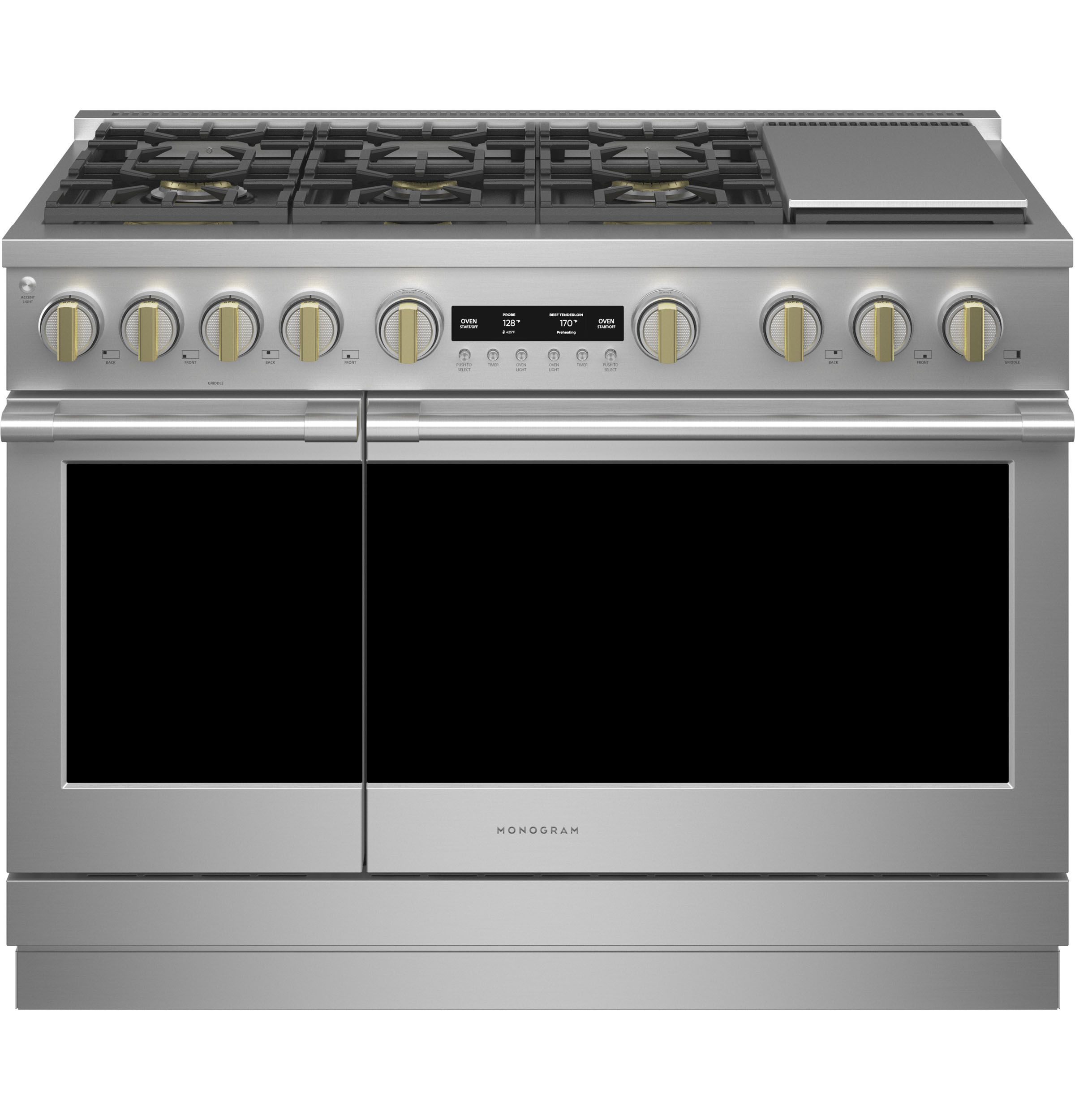 Model: ZGP486NDTSS | Monogram Monogram 48" All Gas Professional Range with 6 Burners and Griddle