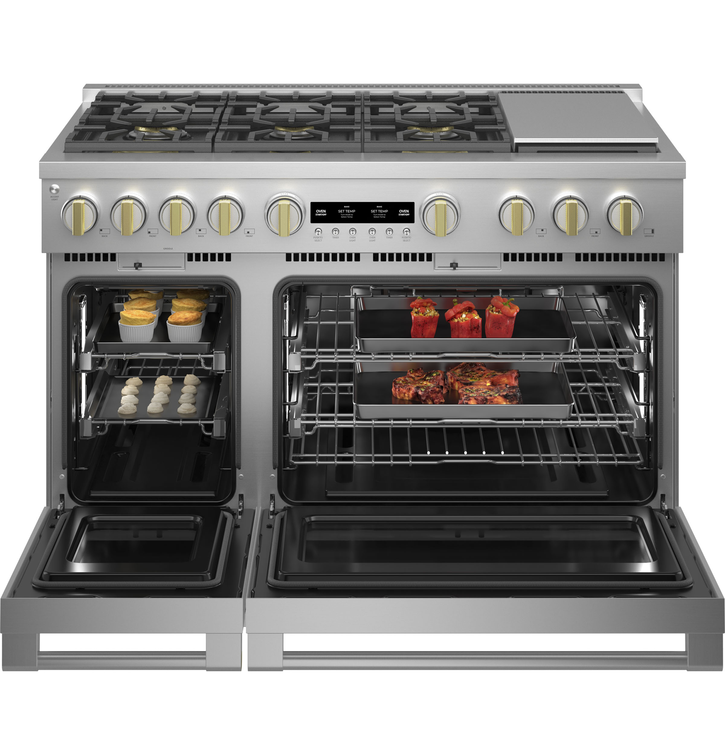 Model: ZGP486NDTSS | Monogram Monogram 48" All Gas Professional Range with 6 Burners and Griddle